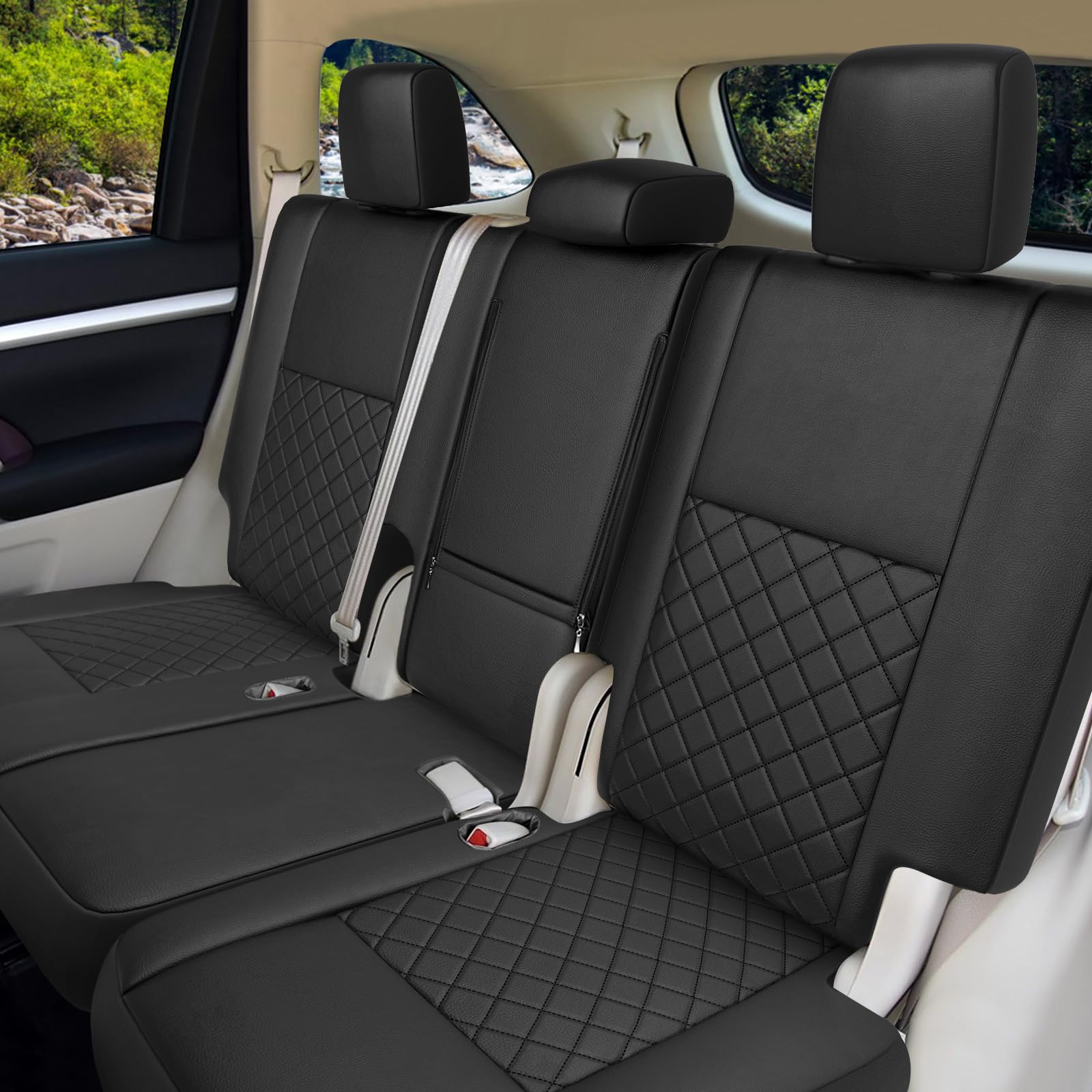 GIANT PANDA Customized Full Set Car Seat Covers Fit for Toyota Highlander 2015 2016 2017 2018 2019 LE,XLE,Limited,Hybrid Second