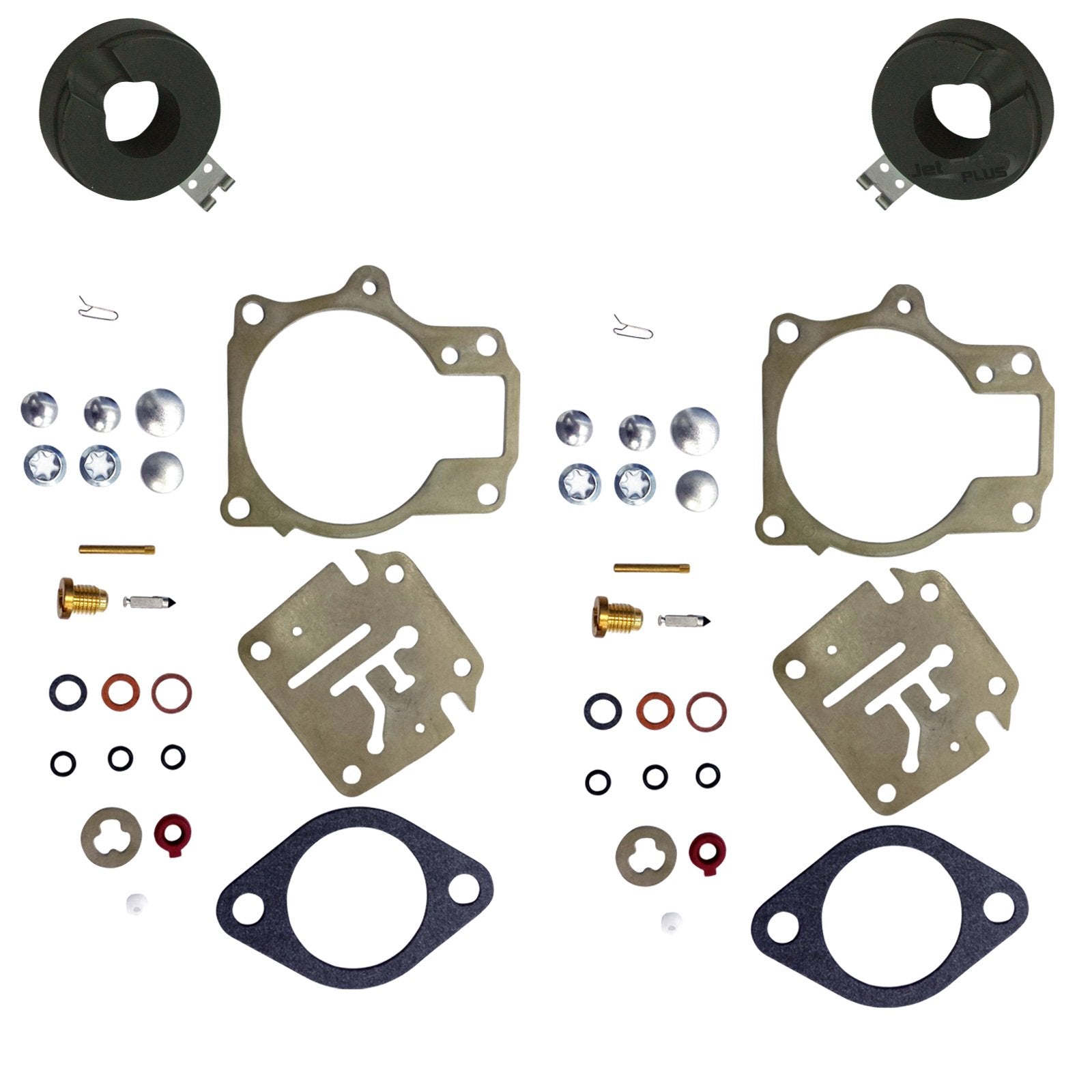2 (Twin) Pack Venom Brand Carburetor Carb Rebuild Repair Kit With Float, Compatible With Johnson Evinrude Many 18 20 25 28 30 35