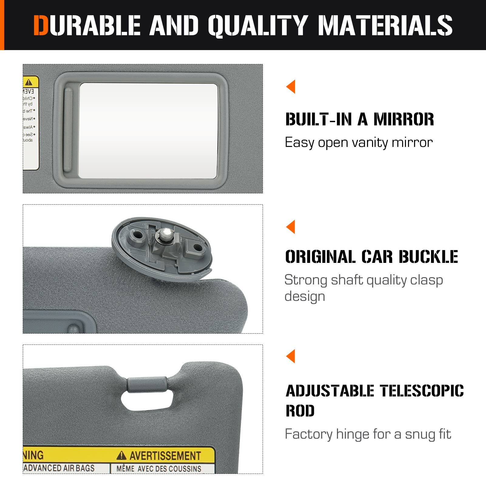 Sun Visor for 2005-2015 Toyota Tacoma Without Light, Left Driver Side Gray Sunvisor Replacement 74320-04181-E1