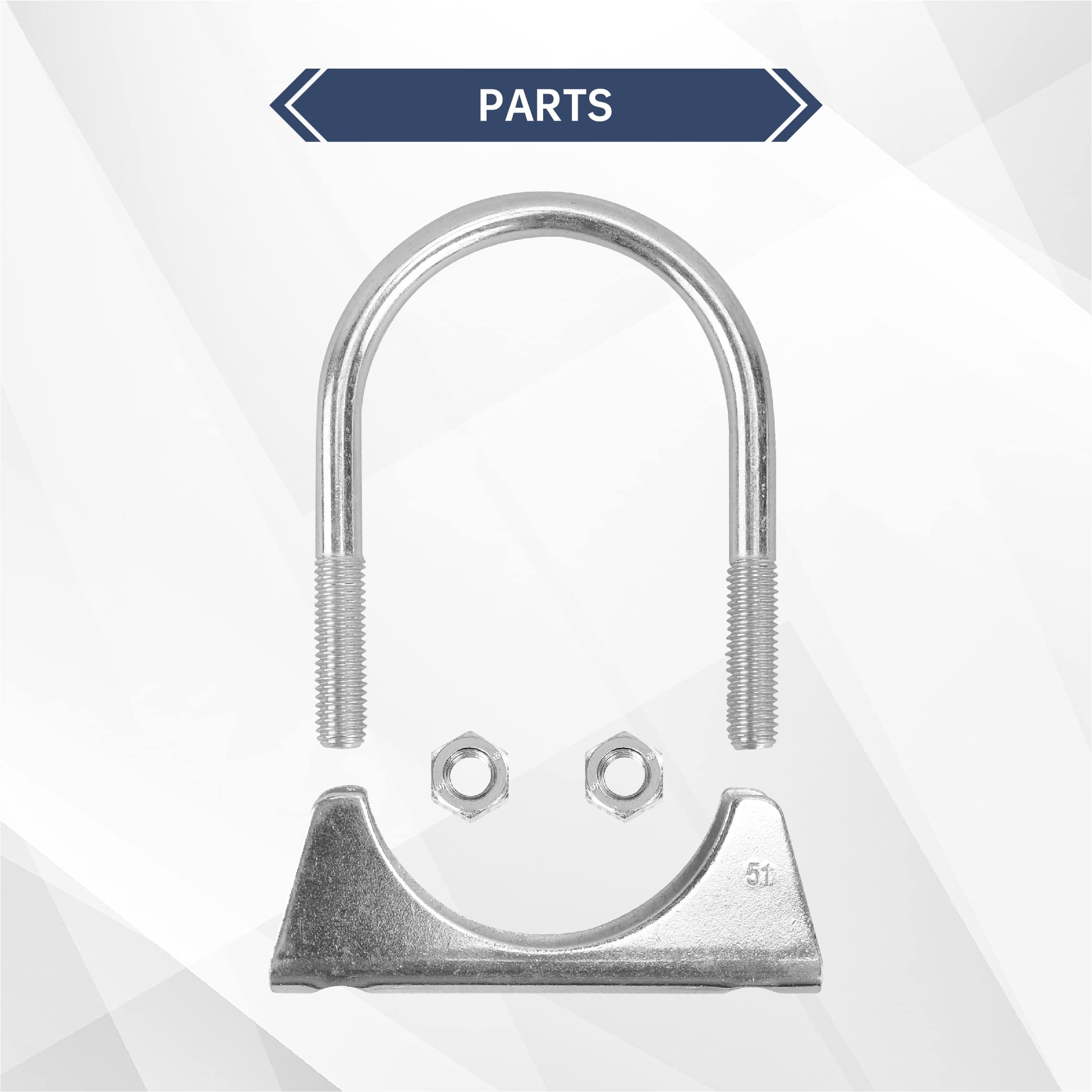 Batoneco 2'' U Bolt Clamp, Muffler Exhaust Clamps,2 Inch Saddle Style Heavy Duty Mild Steel(4-Pack)