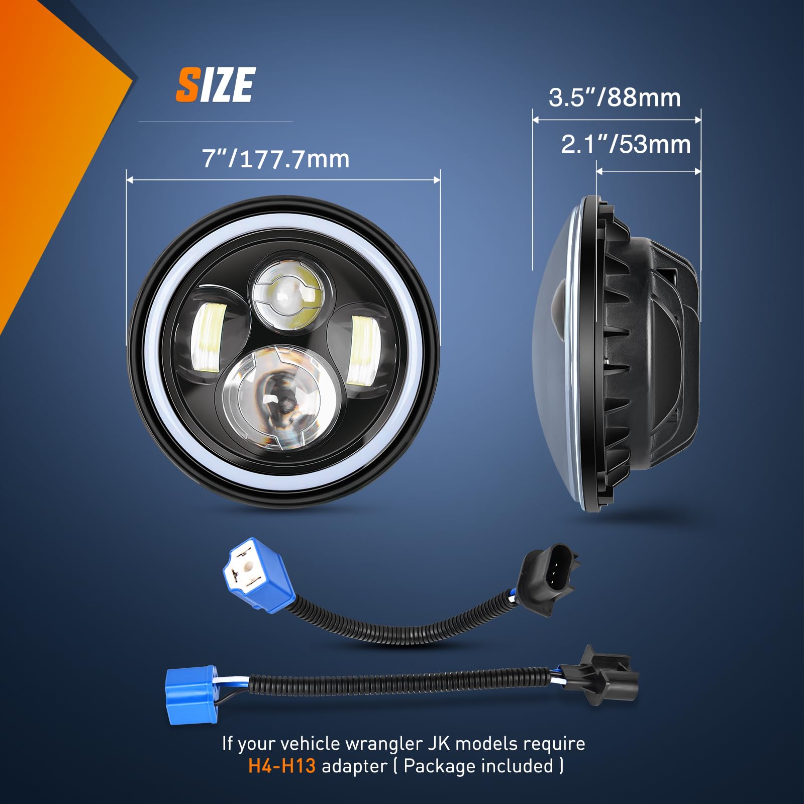 Nilight 7 Inch Round Led Halo Headlights W/Turn Signal Amber Light Blue Drl High Low Beam 7    Headlight Compatible With 2007 20