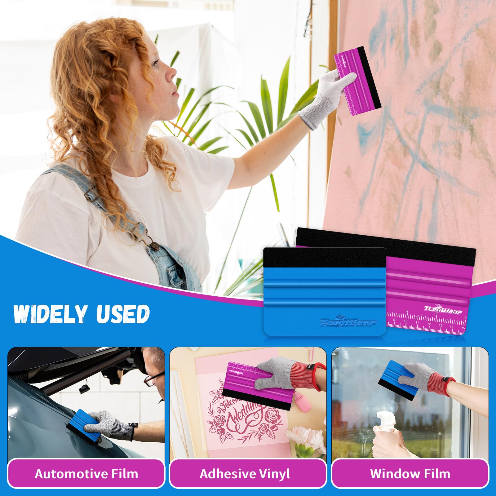 Teckwrap Professional Squeegee For Vinyl, 20 Pcs Plastic Felt Squeegee Tool Decals Inkjet Vinyl Sticker Paper, And Wallpaper App