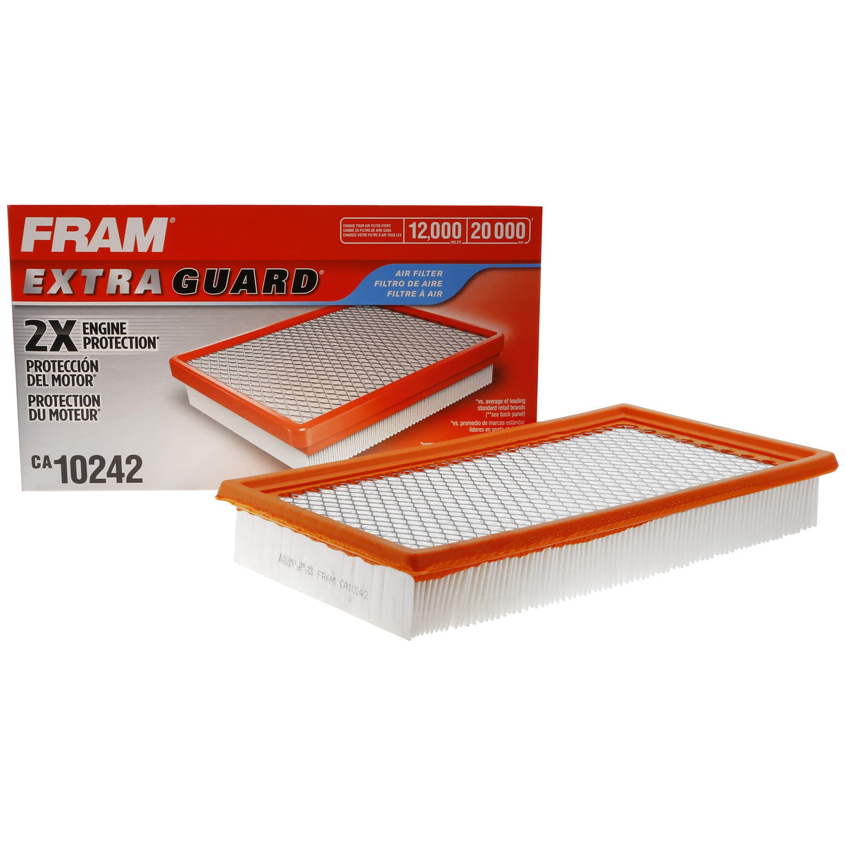 Fram Extra Guard Ca10242 Replacement Engine Air Filter For Select Ford, Lincoln, Mazda, And Mercury Models, Provides Up To 12 Mo