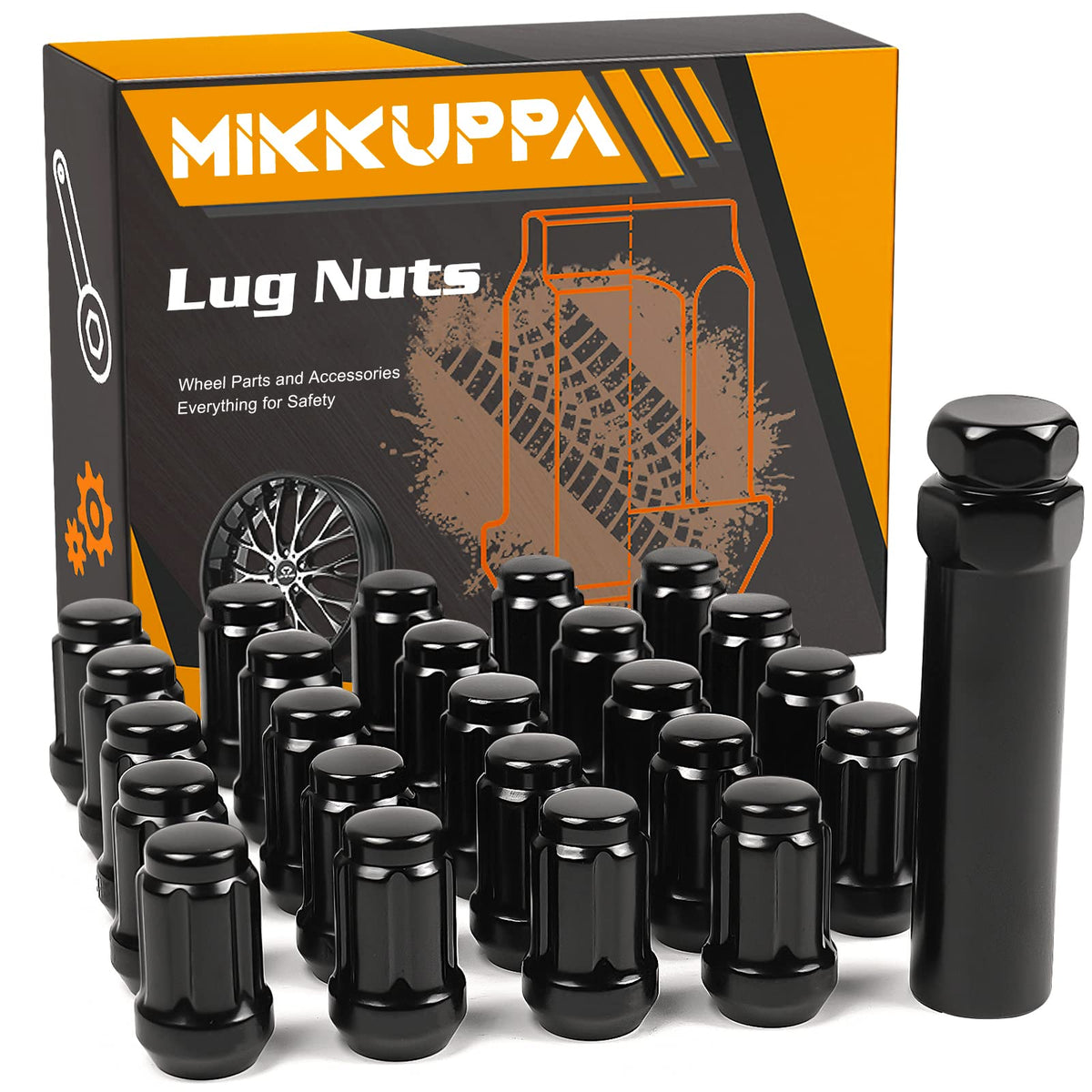 Mikkuppa 24Pcs M12X1.25 Lug Nuts - Replacement For 2005-2015 Armada, 2004-2019 Titan, 1995-2004 Pickup Aftermarket Wheel Black C