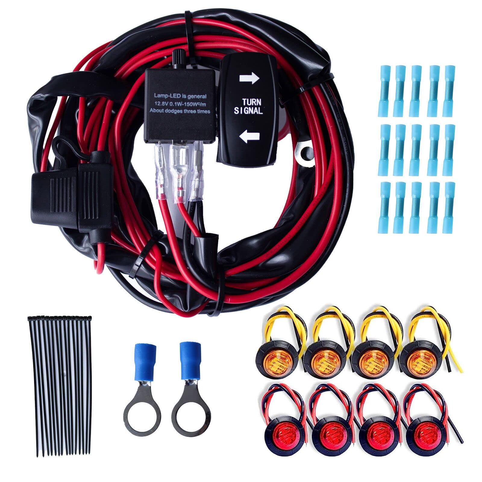 Turn Signal Rocker Switch UTV Turn Signal Kit with Turn Signal Rocker Switch Compatible with Golf Cart Can Am Cfmoto Pioneer Pol