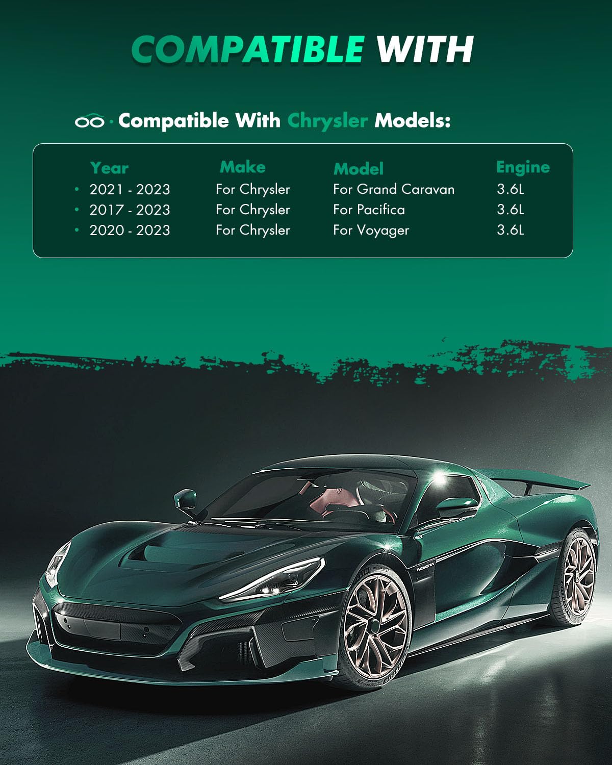 Scitoo Rear Disc Brake Pad Set 4Pcs W/Hardware Fit For Chrysler For Grand Caravan 2021-2023,For Chrysler For Pacifica 2017-2023,