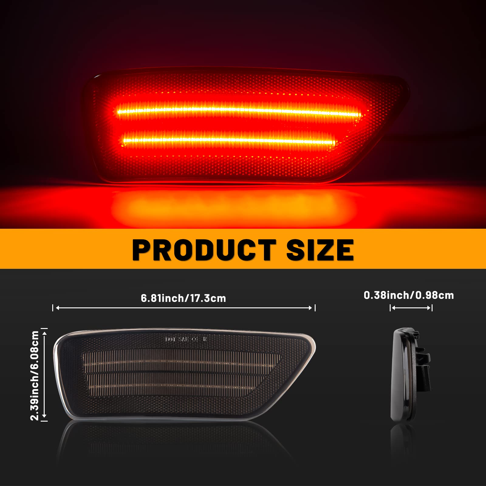 Gempro Rear Bumper Led Reflector Lights Lamp For 2011-2021 Jeep Grand Cherokee, 2013-2017 Patriot, 2011-2020 Dodge Journey, 2Pcs