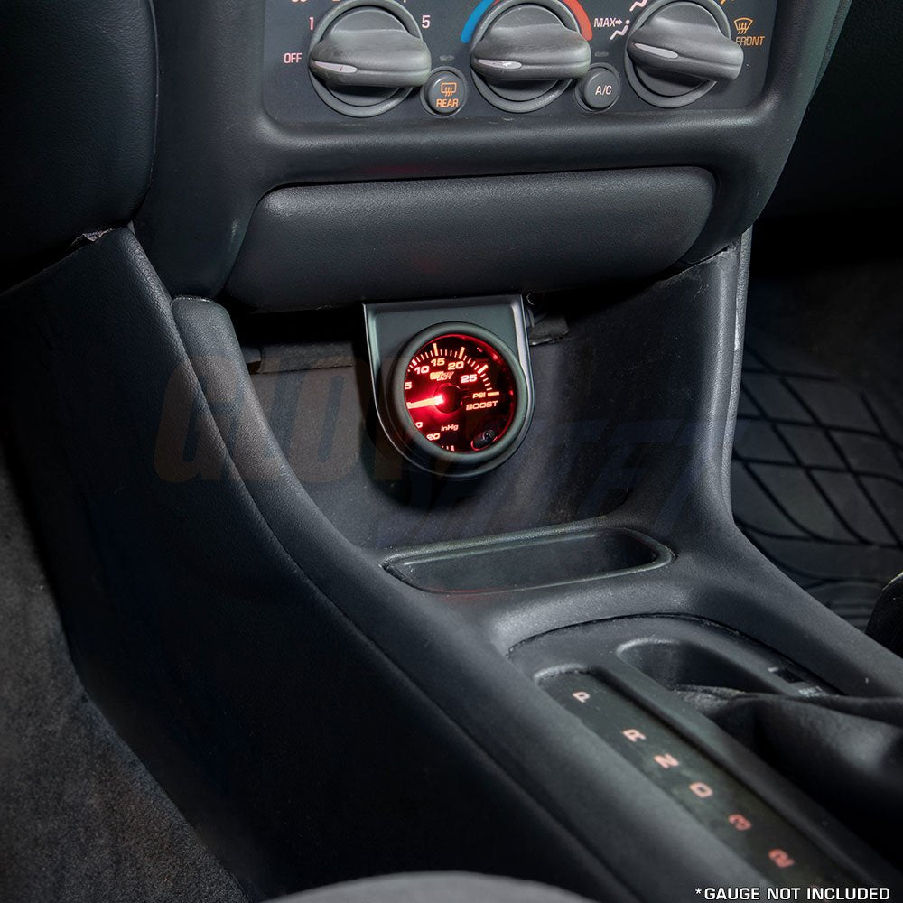 GlowShift Universal Black Single Gauge Mounting Bracket Pod - Fits Any Make/Model - Mounts (1) 2-1/16&quot; (52mm) Gauge Under The Vehicle's Dashboard