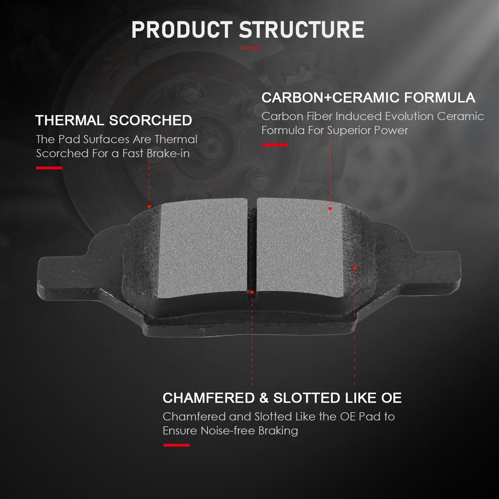 Cciyu D1033 Ceramic Rear Brake Pad Set For Chevy Cobalt,Hhr,For Malibu,07-10 For Pontiac G5,05-10 For Pontiac G6,06 For Pontiac