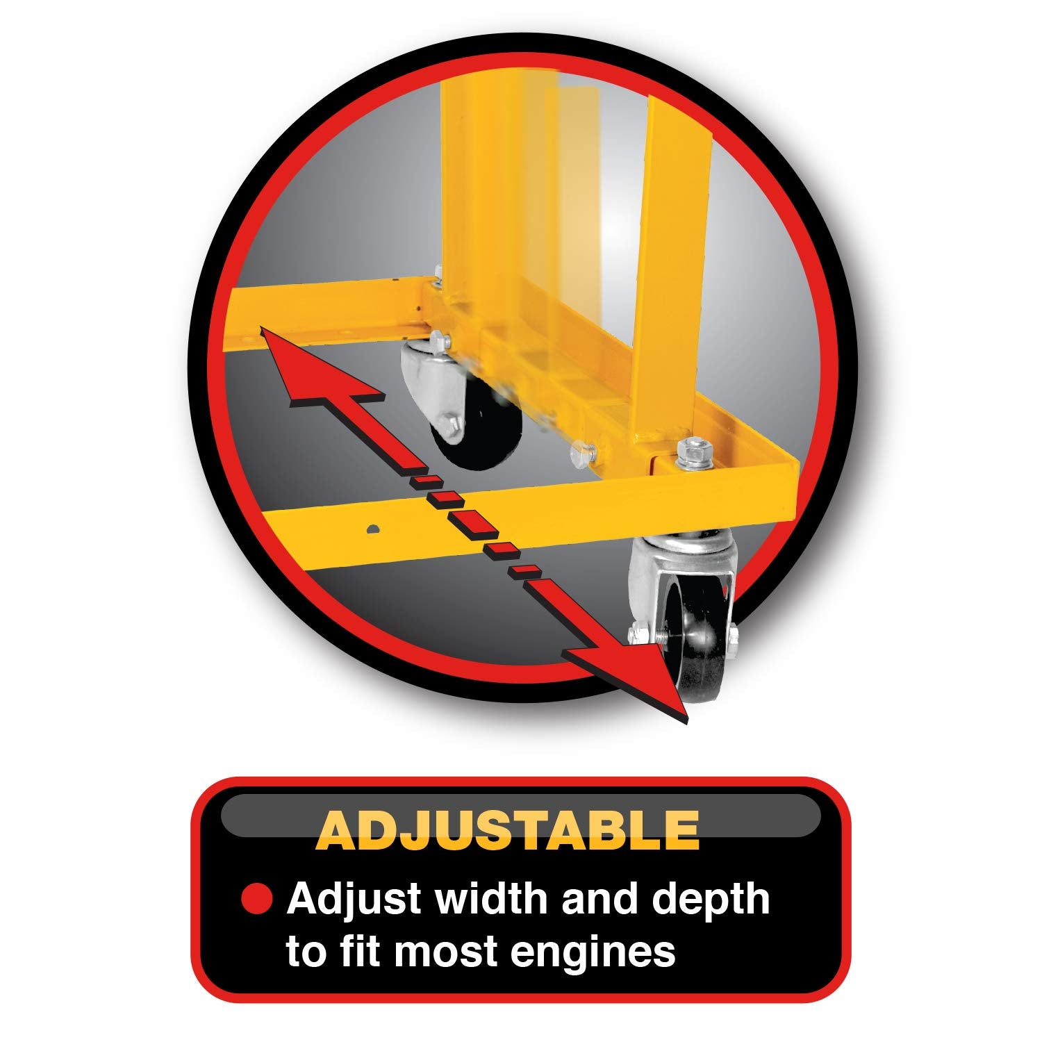 Performance Tool W41037 Rolling Engine Stand With Straps For Vehicle Maintenance, Yellow, 750-Lb Capacity