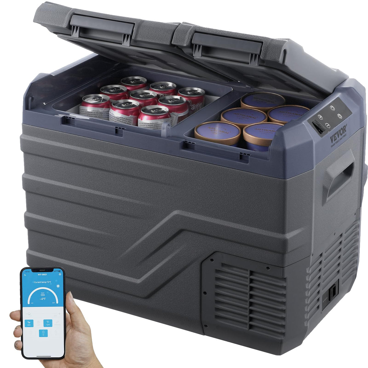 VEVOR NLD45, 32 L Dual Zone Portable Freezer, 12 Volt Car Refrigerator Fridge, -4?-68? Adjustable Range, 12/24V DC and 100-240V 