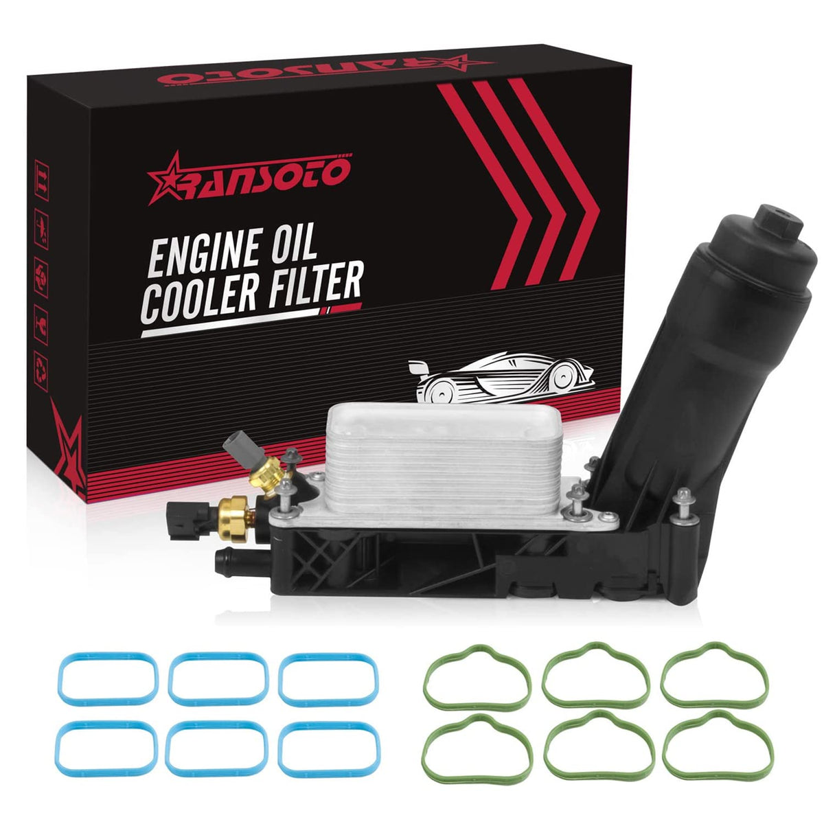 Engine Oil Cooler With Oil Filter Housing Adapter Assembly Compatible With 2011 2012 2013 Chrysler 200 300, Dodge Charger Journe