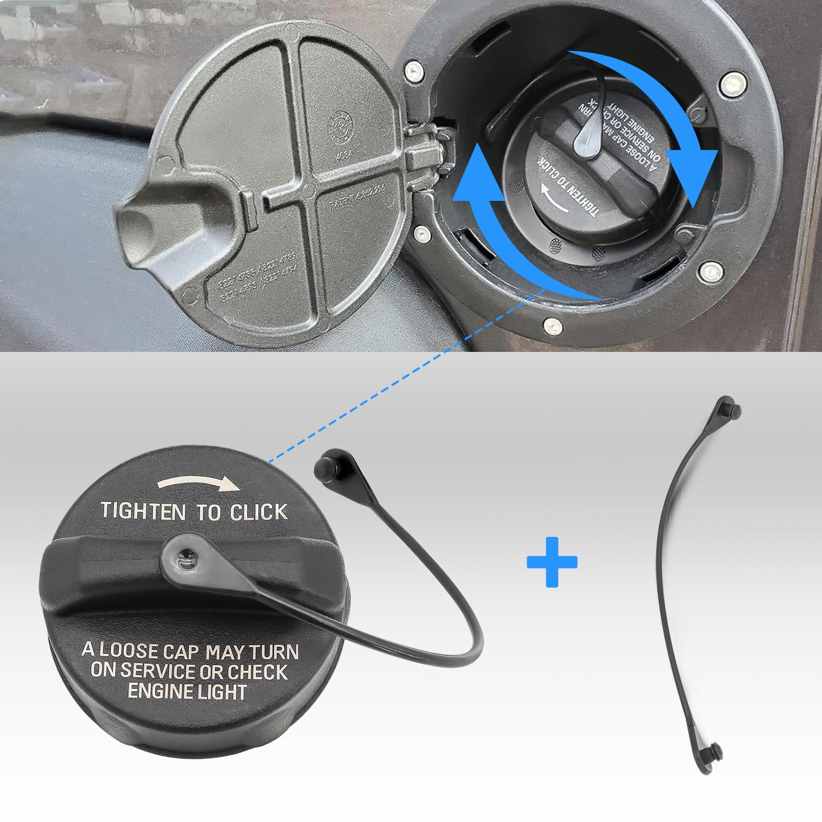 Gas Cap Fuel Cap 2 ropes for Jeep Dodge Chrysler Ram Fiat Plymouth Mitsubishi - Wrangler JK TJ Cherokee,Ram 1500 2500 3500 Charg