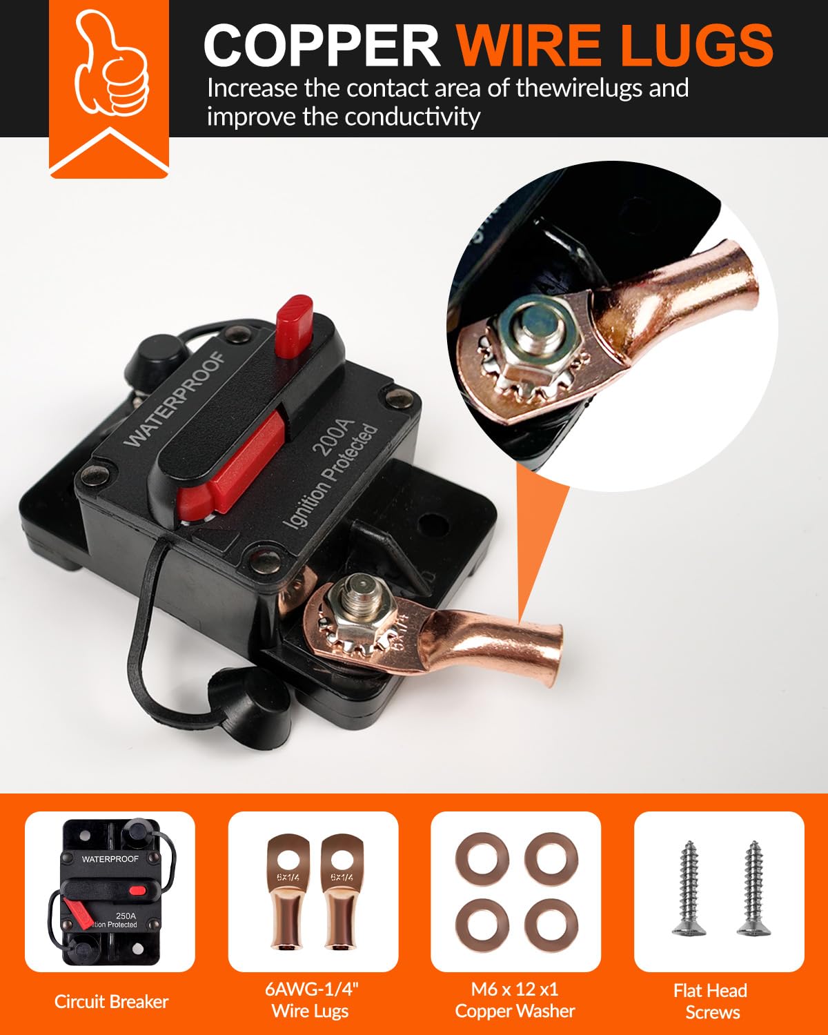 Bulvack 50 Amp Car Circuit Breaker With Manual Reset, Waterproof Fuse Holder For Trolling Motor, Marine, And Automotive Applicat