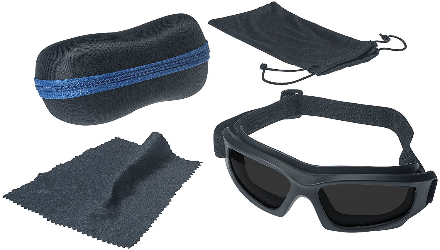 Motorcycle Riding Goggles: Heavy-Duty Riding Goggles''No Foam'' Design w/Hard Case, Microfiber Cleaning Cloth & Pouch Included b