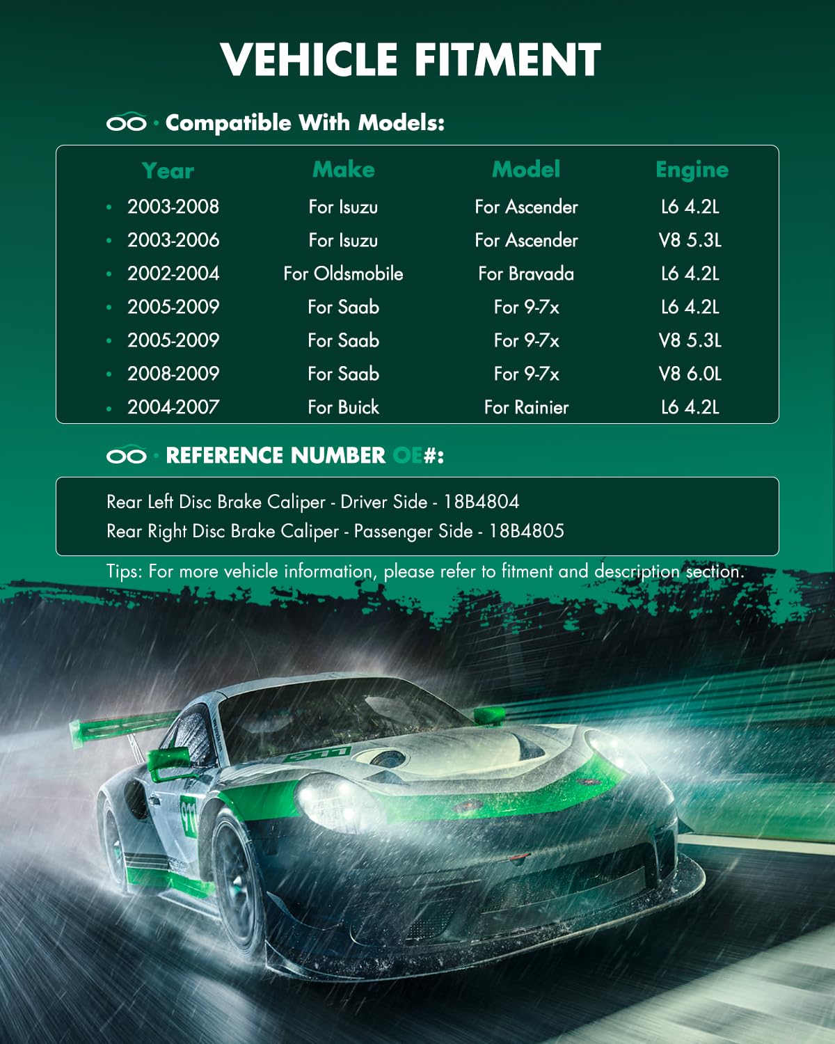 Scitoo 18B4804 18B4805 Rear Left & Right Brake Calipers W/Bracket For Buick For Rainier,For Chevy For Ssr/For Trailblazer,For Gm