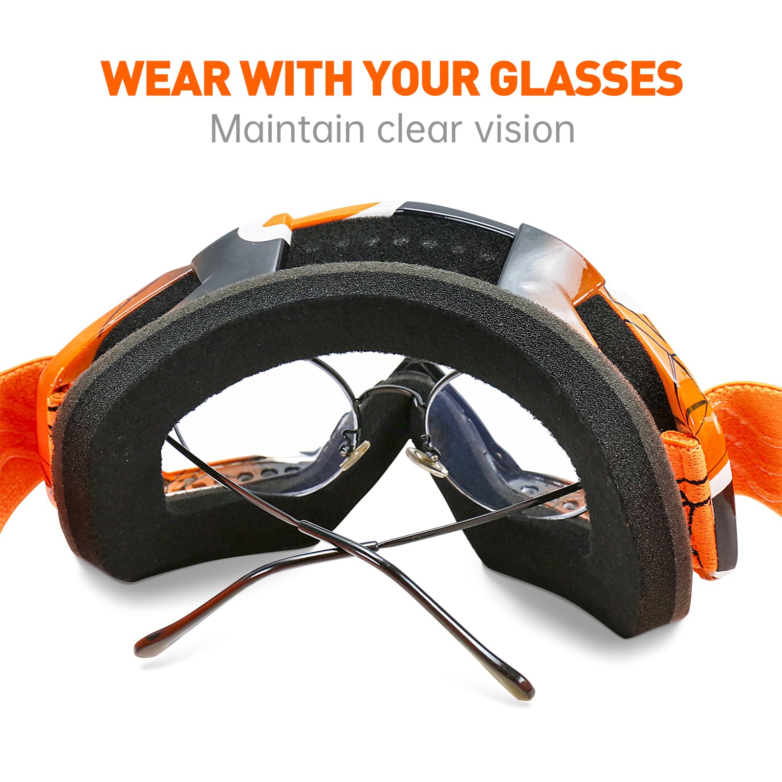 NENKI Dirt Bike Goggles for Women & Men - Adults Motorcycle MX Racing Goggles - Clear Lens