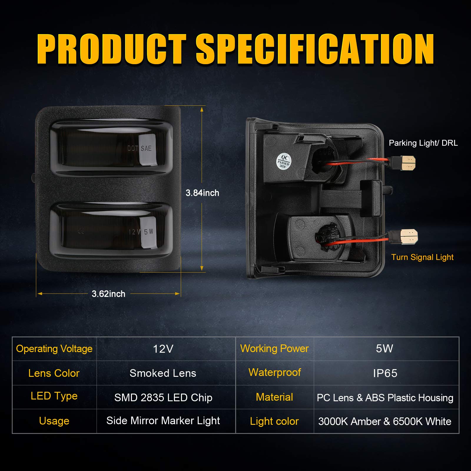 Suparee Led Sequential Switchback Side Mirror Marker Running & Turn Signal Light For 2008-2016 F250 F350 F450 F550 Super Duty Running Light And Turn Signal Aftermarket Replacement