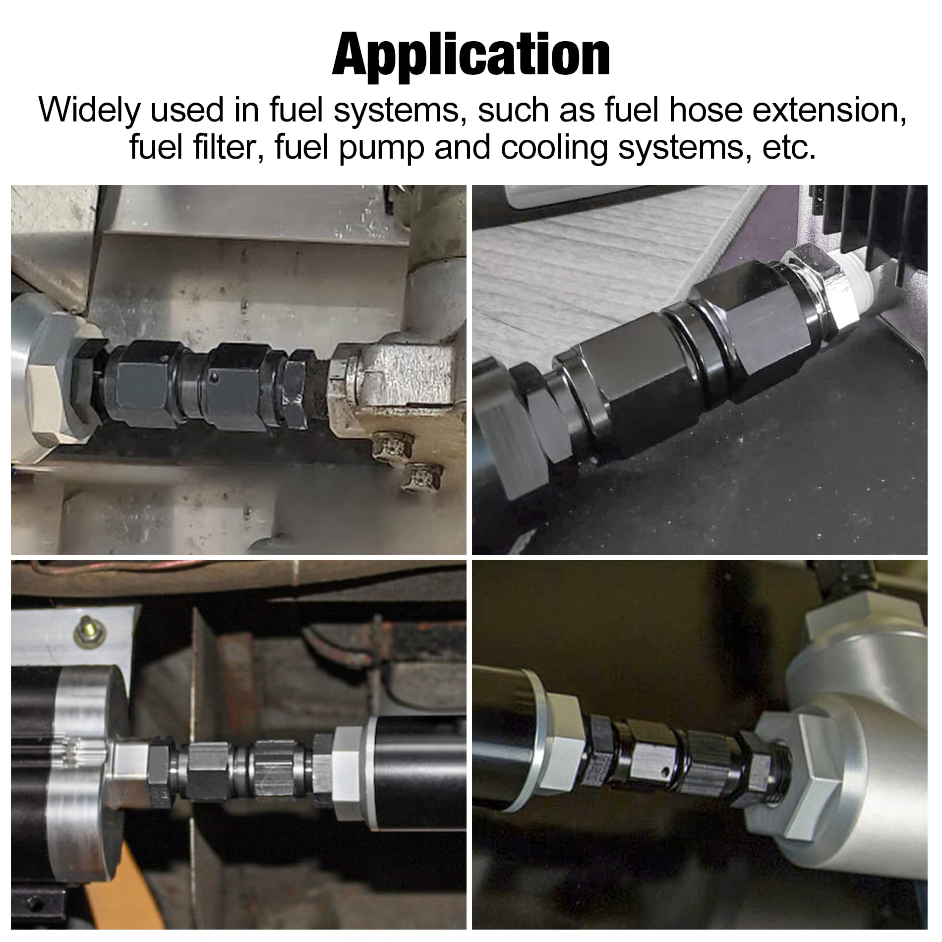 Evil Energy 16An Female To 16An Female Straight Swivel Coupler Union Fitting Adapter Aluminum Black