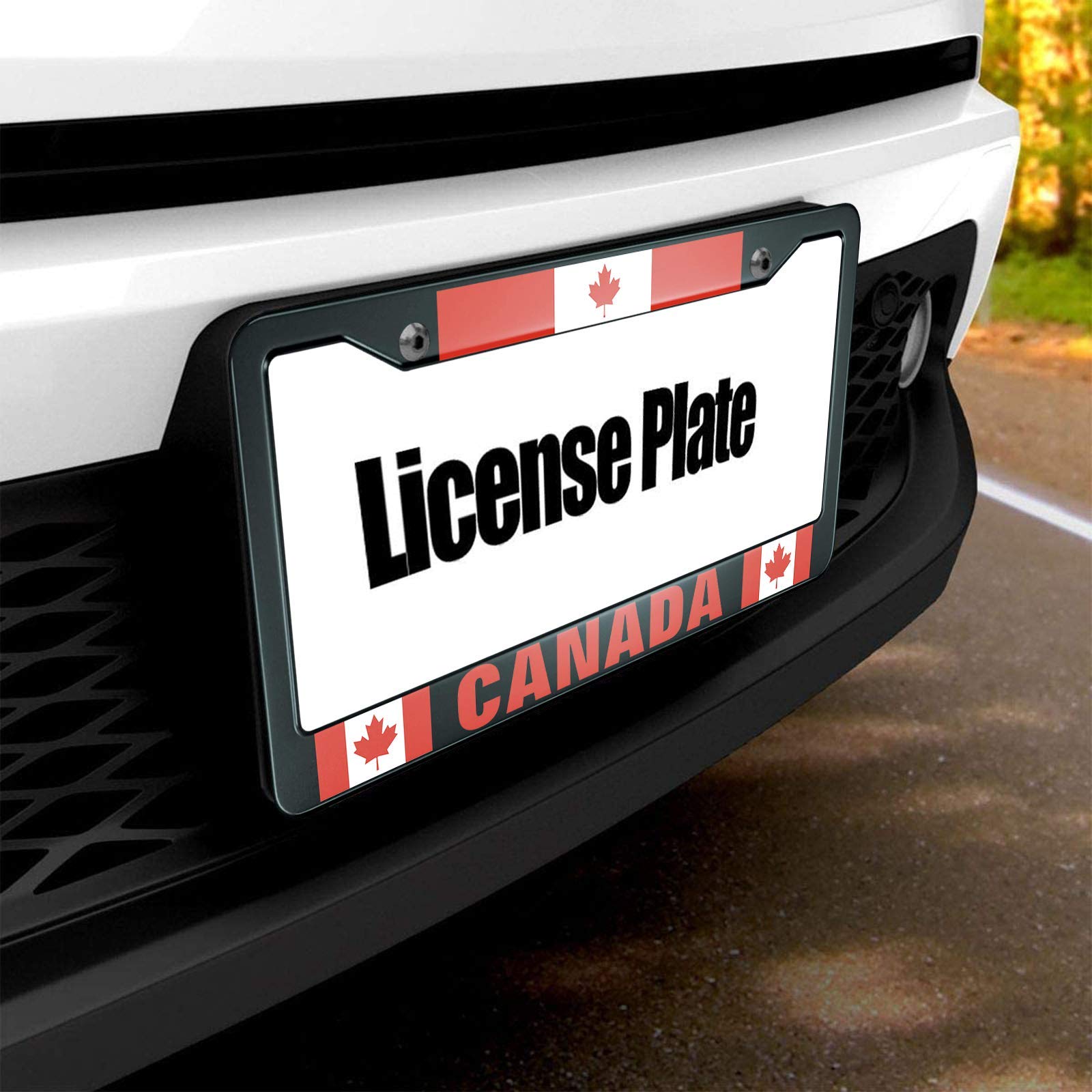 HOSNYE Canada License Plate Frame The Canadian Flag Metal License Plate Cover Front Plates Frames Car Tag Frame for Women Men US