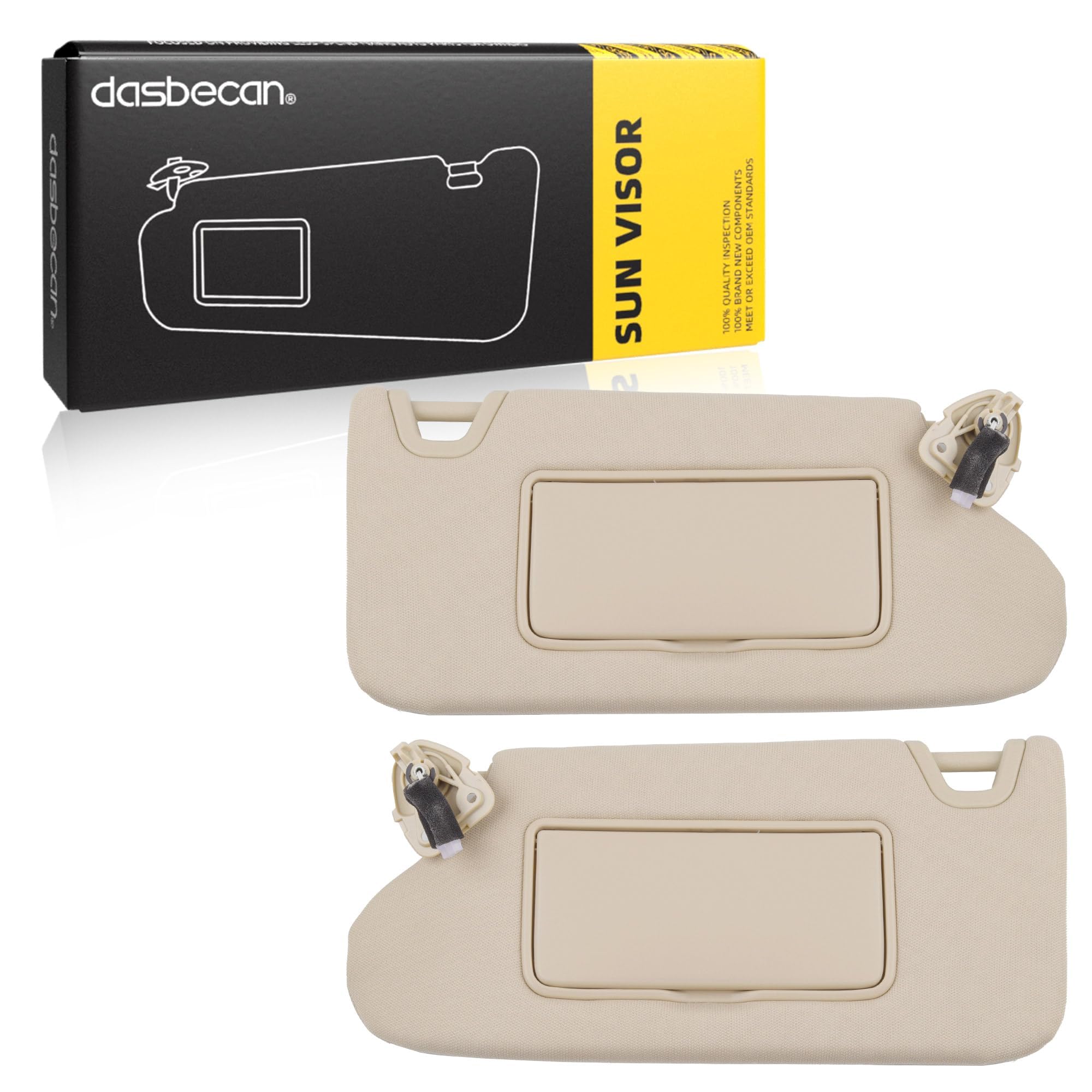 Dasbecan Beige Sun Visor Pair for Nissan Altima 2013-2018 with Mirror & Vanity Light - No Sunroof, Replaces #96401-3TA2A