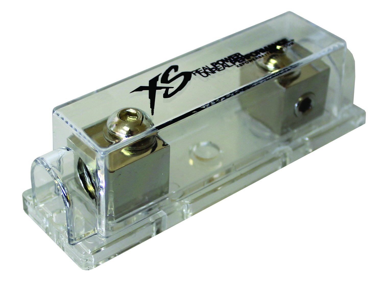 XS BATTERIES XS Power FH-ANLSS Silver Finish Fuse Holder (ANL, 1/0, 4AWG, with Clear Cover, Set Screw Connection)