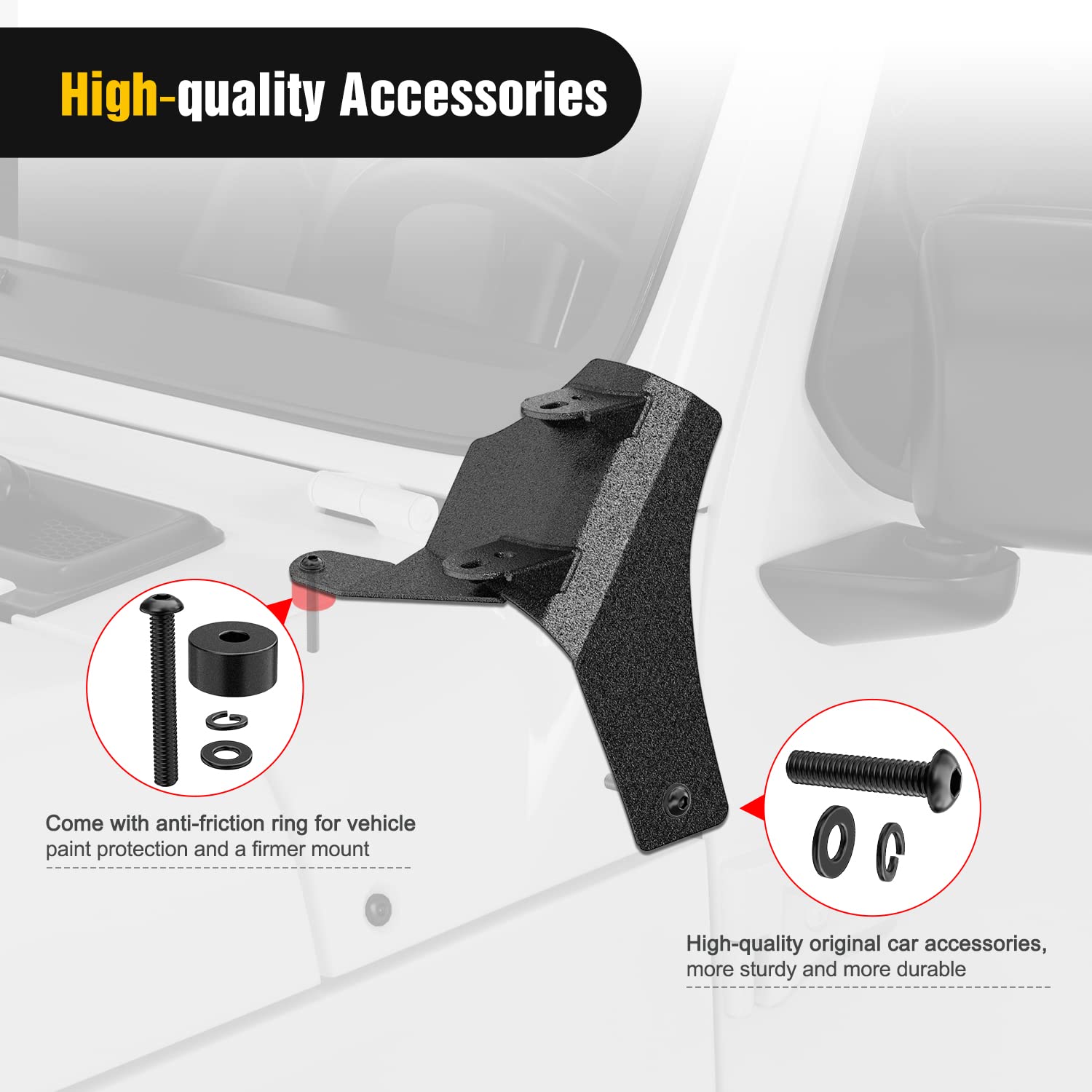 Nilight 2Pcs Windshield Hinge Mounting Brackets Dual A-Pillar For Offroad Led Fog Light Pods For 2018 2019 2020 2021 2022 2023 W