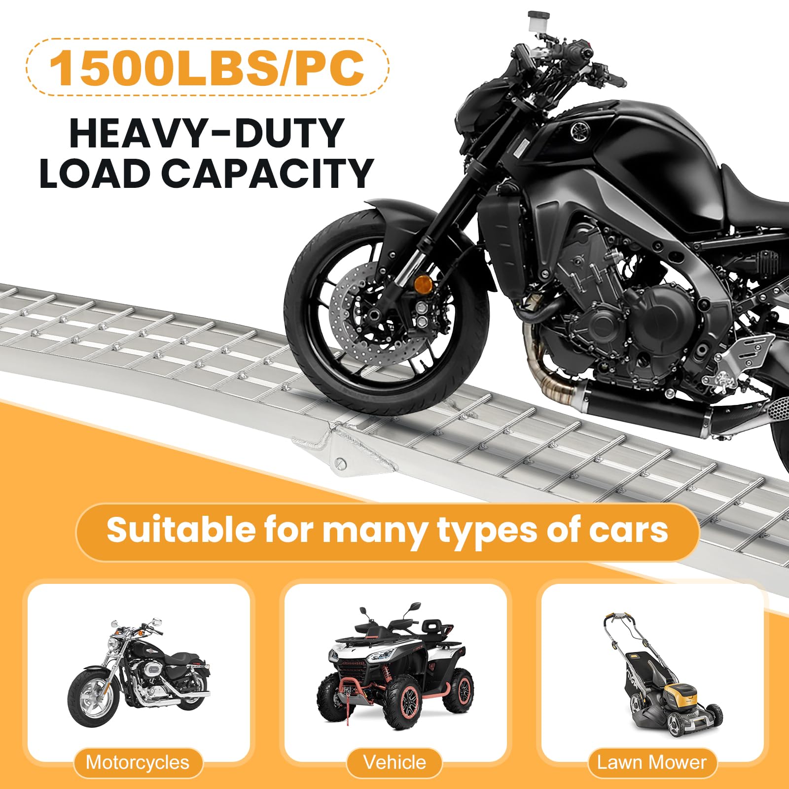 3000Lbs Heavy Duty Trailer Ramps, Gardhom 2Pc 7.5' Aluminum Foldable Pickup Truck Loading Ramps For Atv Utv Snow Blower Ramps Wi