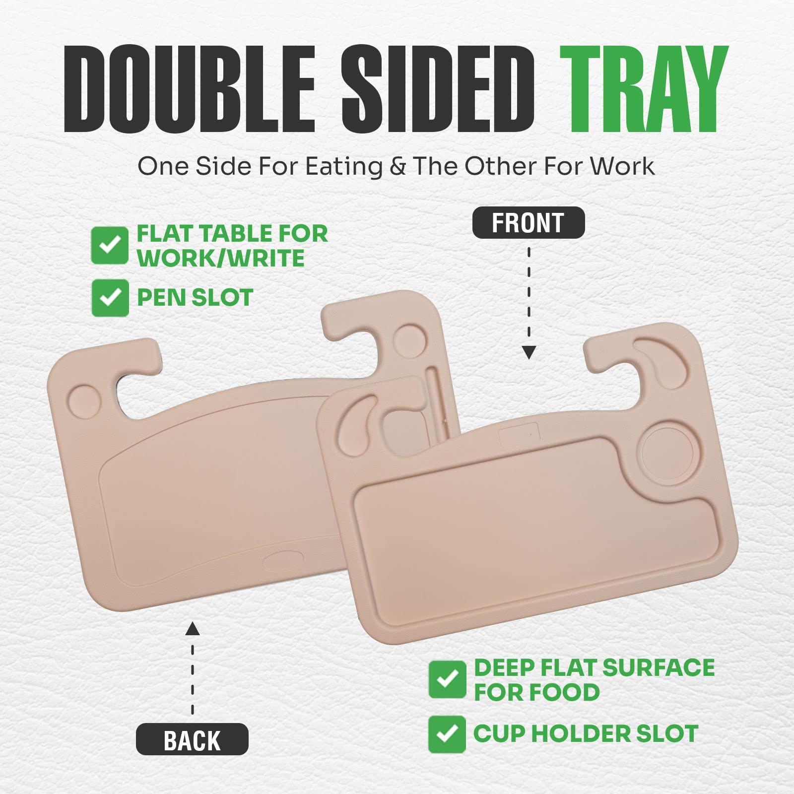 Lebogner Steering Wheel Tray, Car Food Trays For Eating, Laptop, Tablet, Ipad Or Notebook, Hook On Auto Steering Wheel (Steering