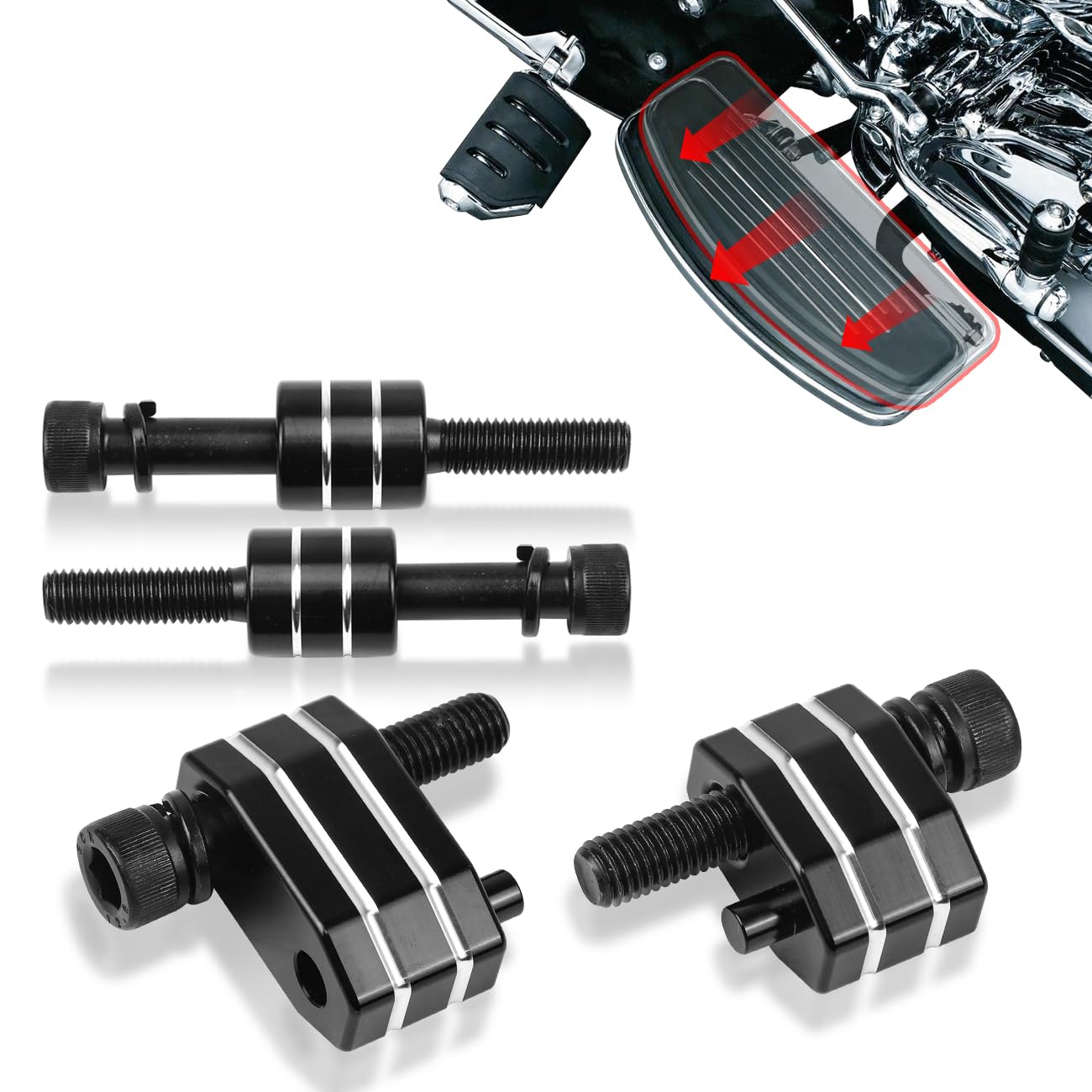 Aufer Driver Floorboard Outward Extension Driver Floorboard 1'' Spacer Extenders Kit Compatible With For 2009-2023 Touring Elect