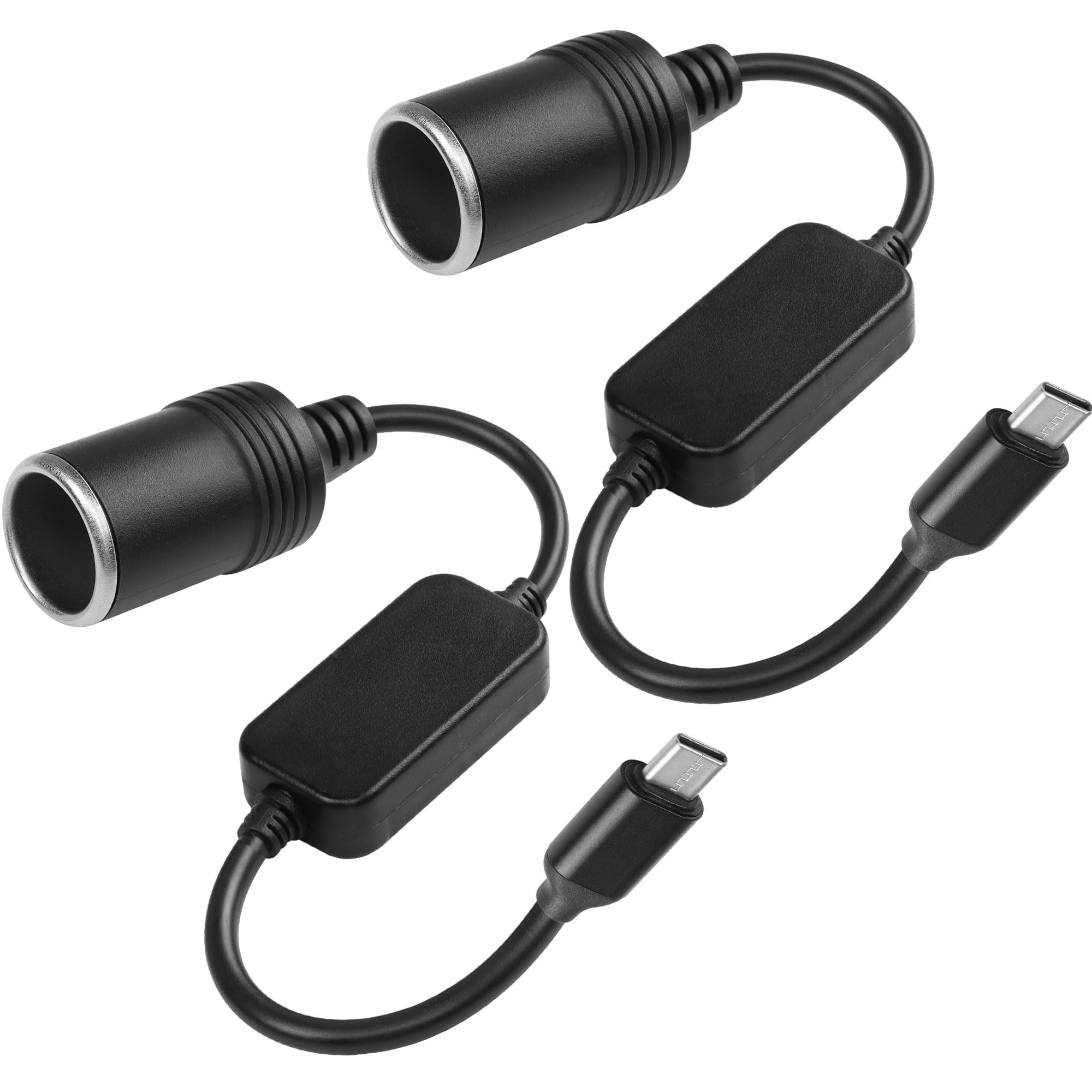 Cerrxian 1Ft Usb C Male To 12V 8W Cigarette Lighter Socket Adapter Power Cable For Dash Cam, Gps, Car Led Light Strips - 2Pcs