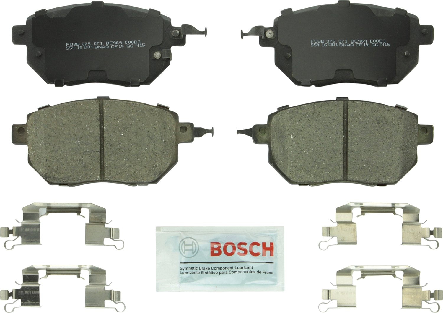 BOSCH BC969 QuietCast Premium Ceramic Disc Brake Pad Set - Compatible with Select Infiniti FX35, FX45; Nissan Altima, Maxima, Mu