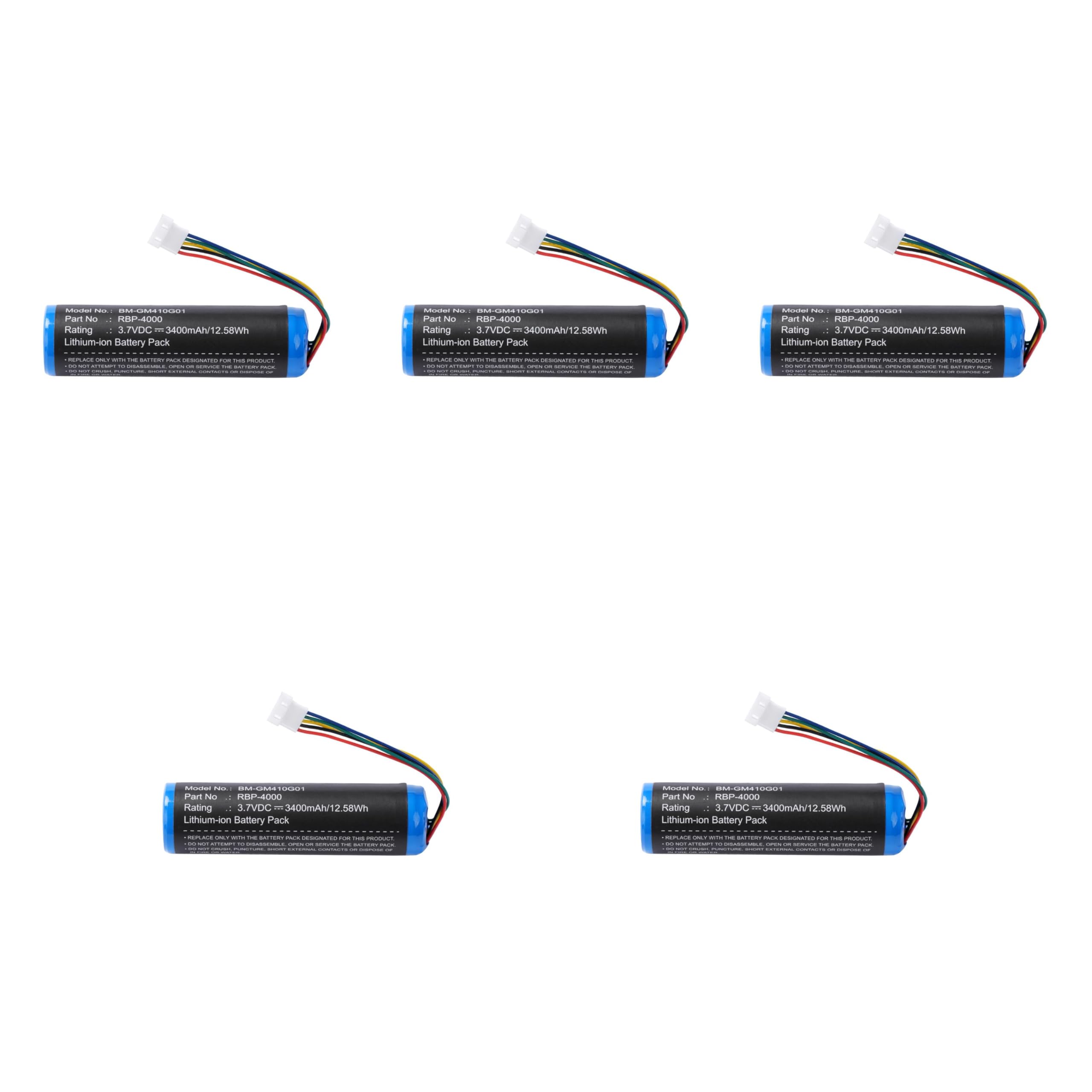 5 Pcs 3400mAh RBP-4000 BT-8 Battery Replacement for DATALOGIC GBT4400 GBT4430 GM4100 GM4100-BK-43hz GM4130 GM4400 GM4430GRYPHON 