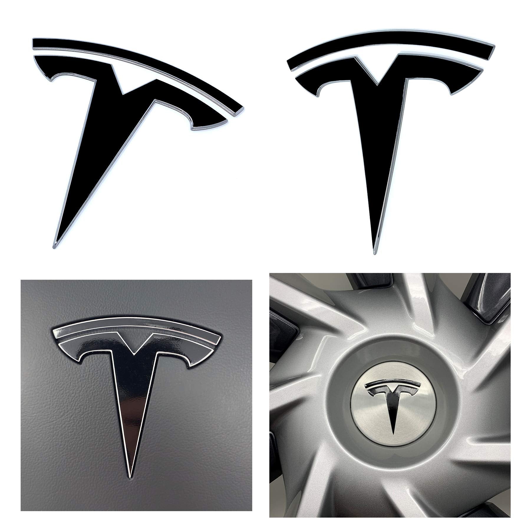 Logo Decal Wrap For Tesla Model Y, 11-Pc Set (Gloss Black)