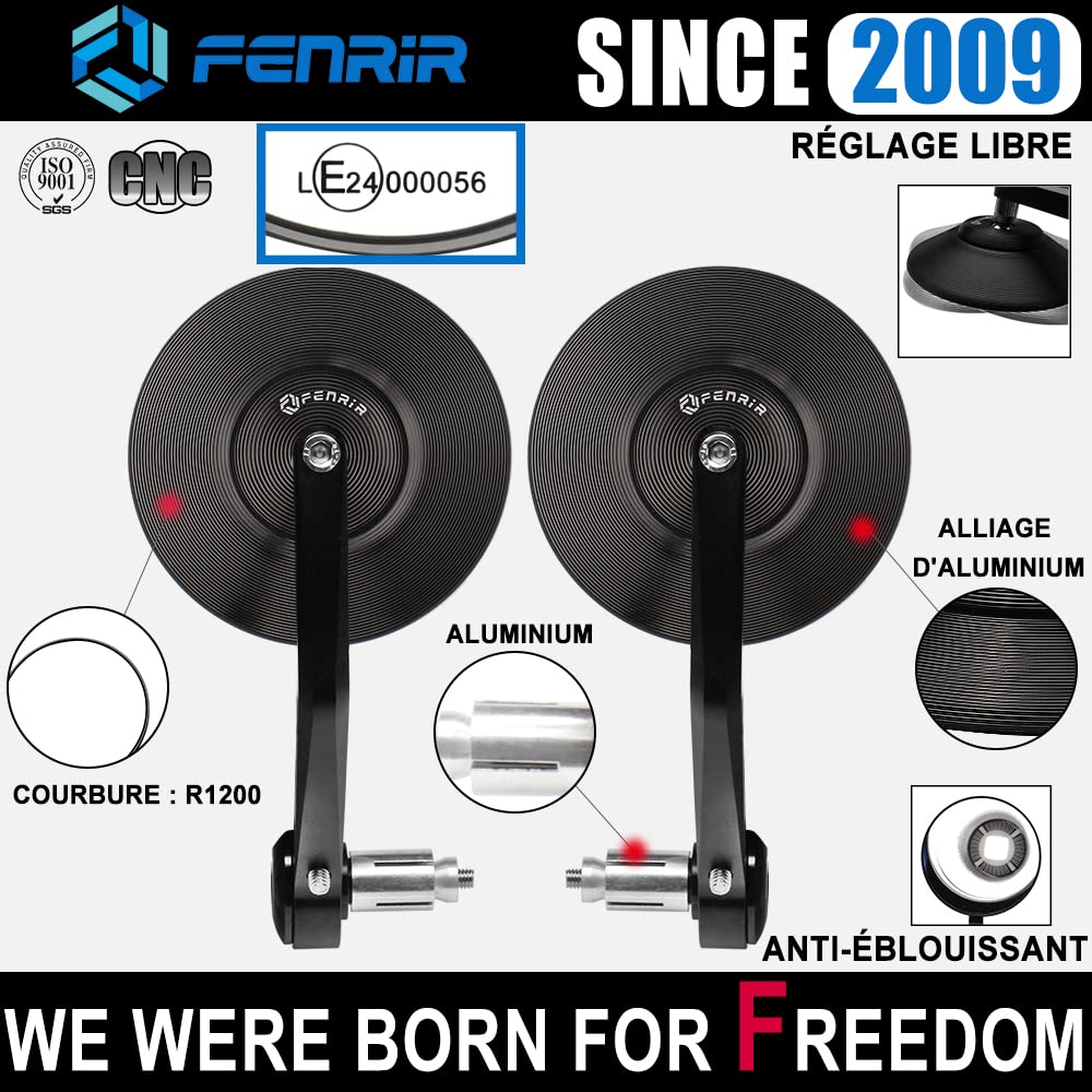 Fenrir Motorcycle Bar End Mirror For Sv650 Rebel1100 Cb1000R Cb650R Cb300R Xsr700 Xsr900 Z650Rs Z900Rs Vulcan S Rninet R18 Monster Scrambler Vitpilen Svartpilen V7 V9 Trident660 Speed Twin Bonneville