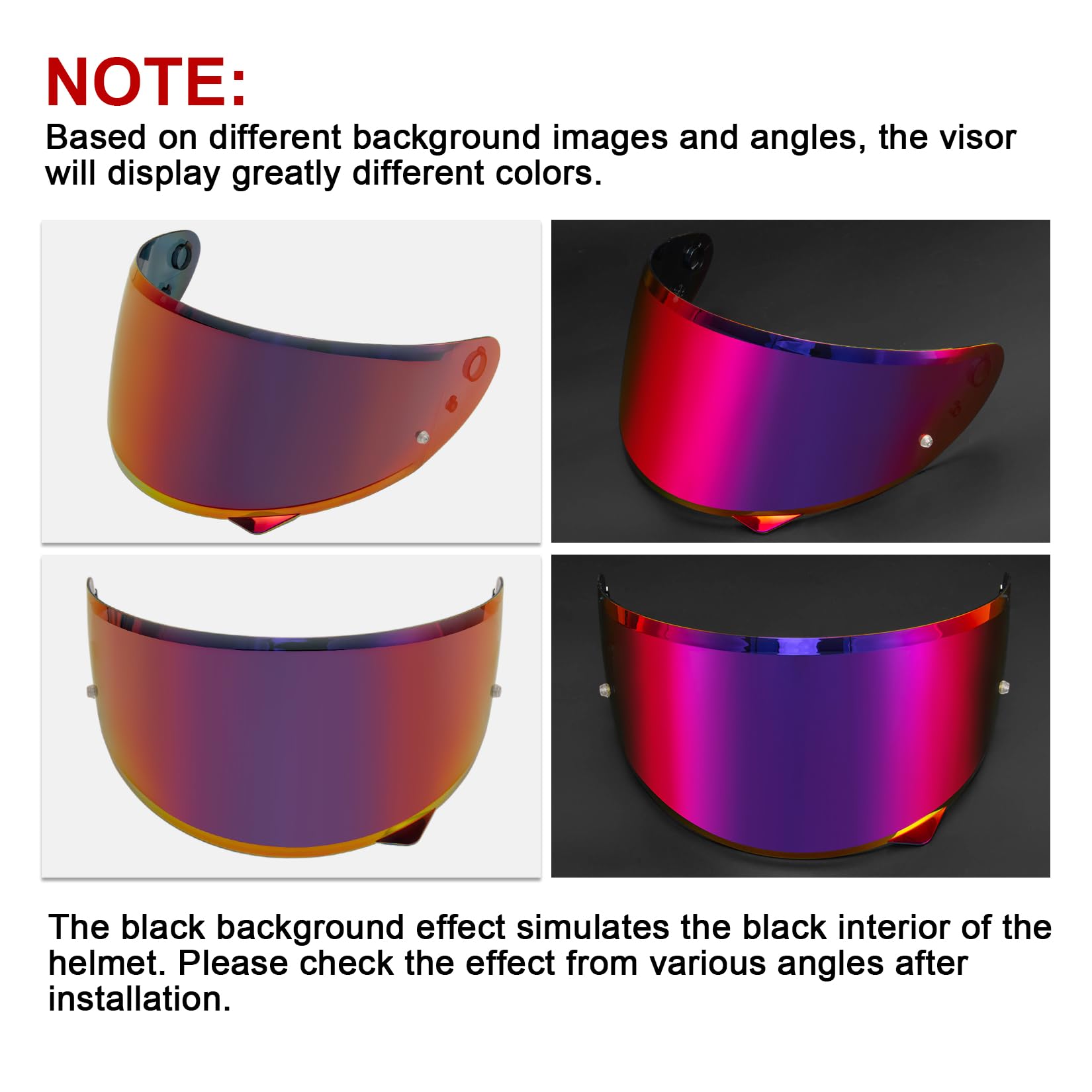 PSLER HJ-34P Visor - HJ-34P Visor Tinted C10 Helmet Visor Pinlock-Ready Face Shield for HJ-34P C10,Deep Purplish Red