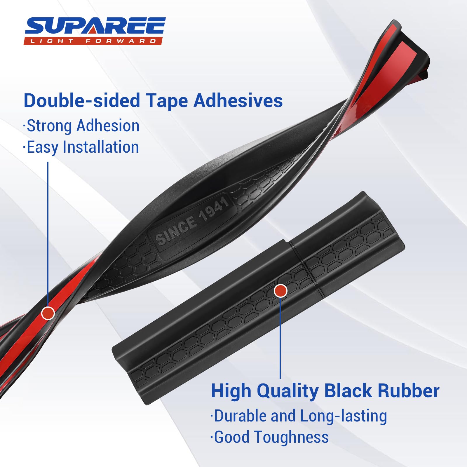 SUPAREE Door Sill Guards with Logo 1941 fits Jeep Wrangler JKU 4-Door 2007-2018, Black Rubber All Terrain Door Entry Guards Thre