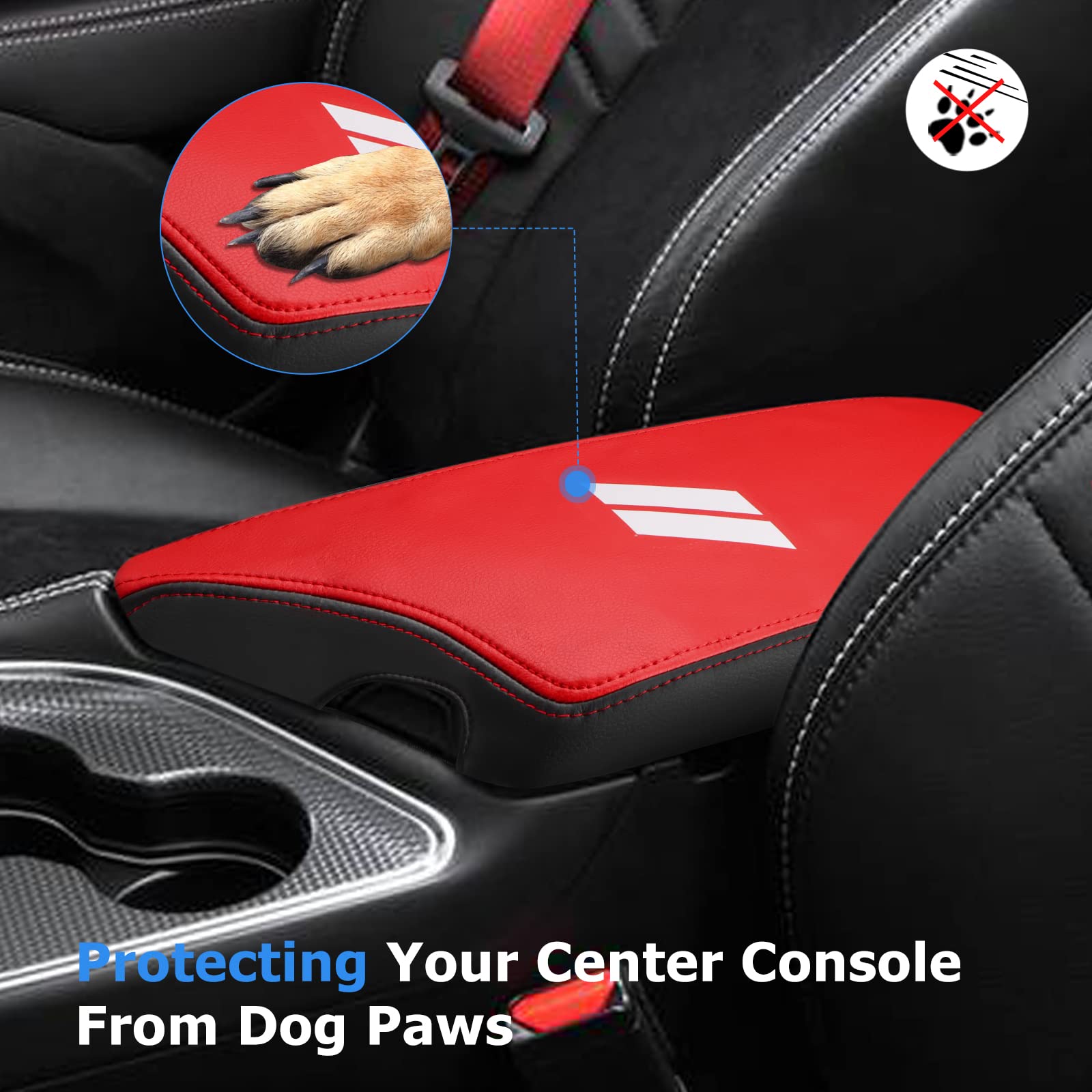 Intget Car Center Console Armrest Cover For Dodge Challenger Accessories 2023 2022 2021 2020 2019 2018 2017 2016 2015 Interior M