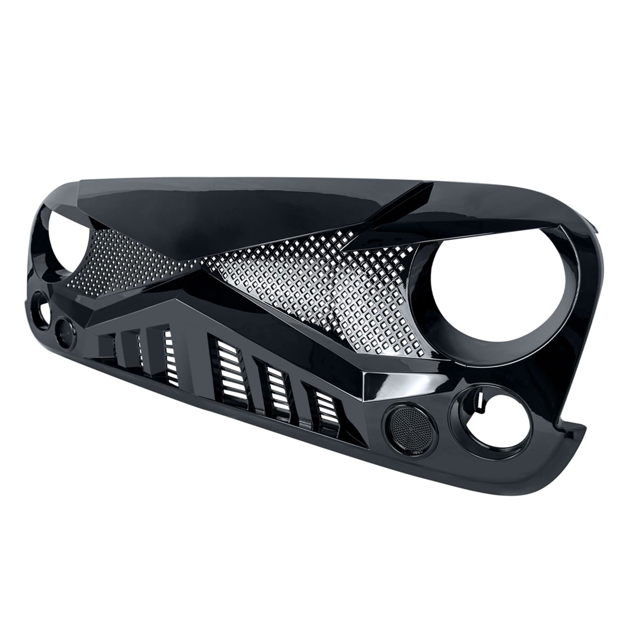 American Modified Hawke Easy Installation Aggressive Front Grille Cover For 2007 To 2018 Jeep Wrangler Jk, Glossy Black