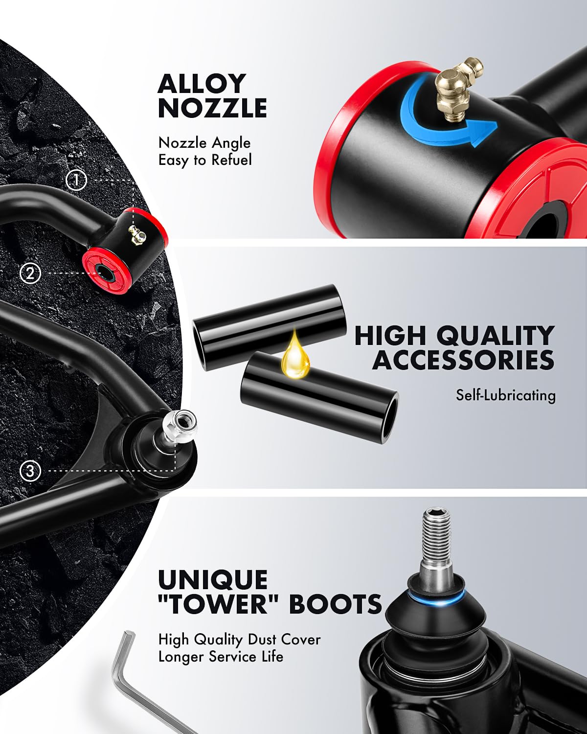 Dynofit 2-4'' Lift Upper Control Arms/A-Arms/Ucas W/Ball Joint For 2007-2018 Silverado 1500, Sierra 1500, 07-18 Tahoe, Compatibl