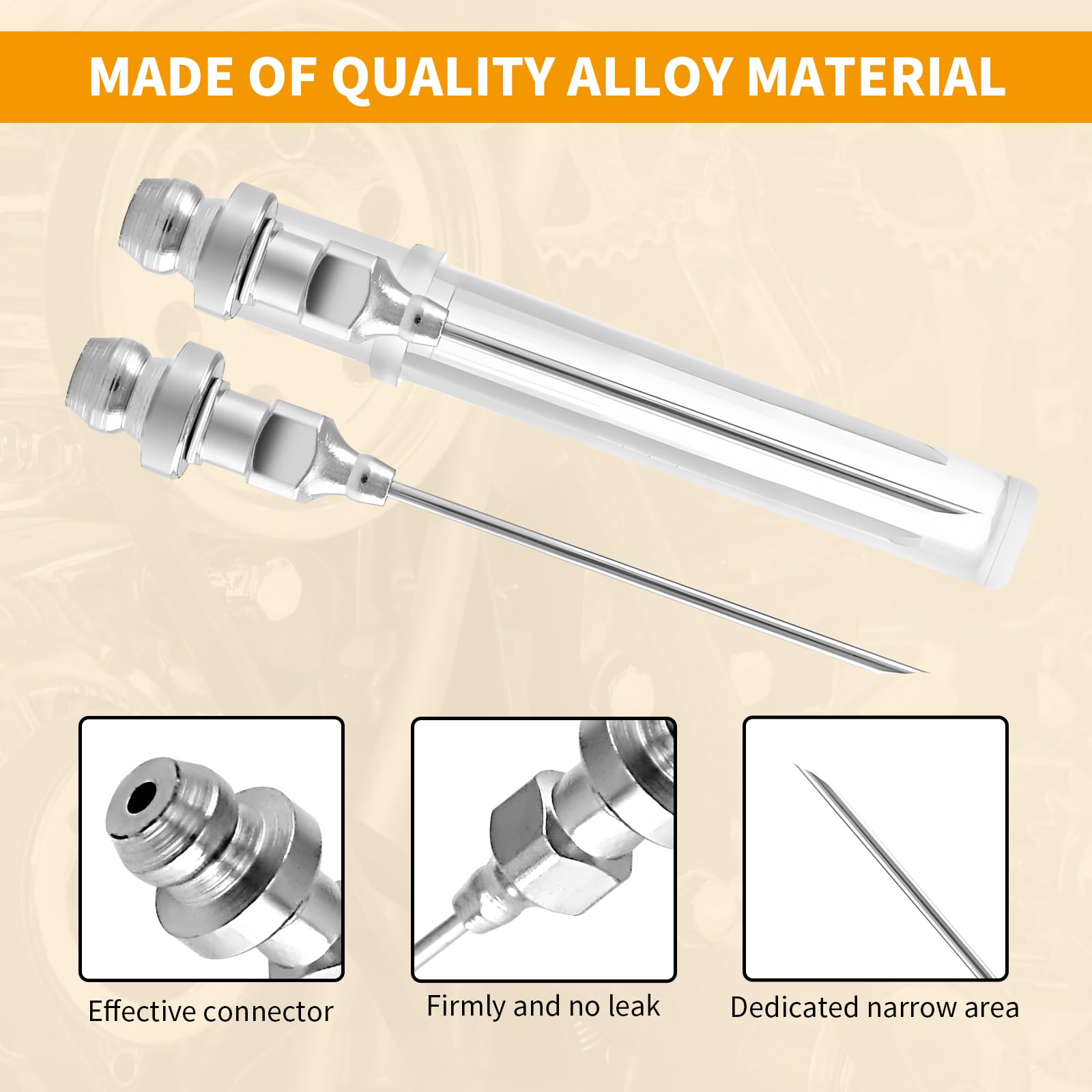 ATIVERE 6PCS Grease Gun Tips, Contain 4PCS 1/8 Inch NPT Threads 18G Grease Gun Needle Tips and 2PCS Narrow Grease Needle Dispens