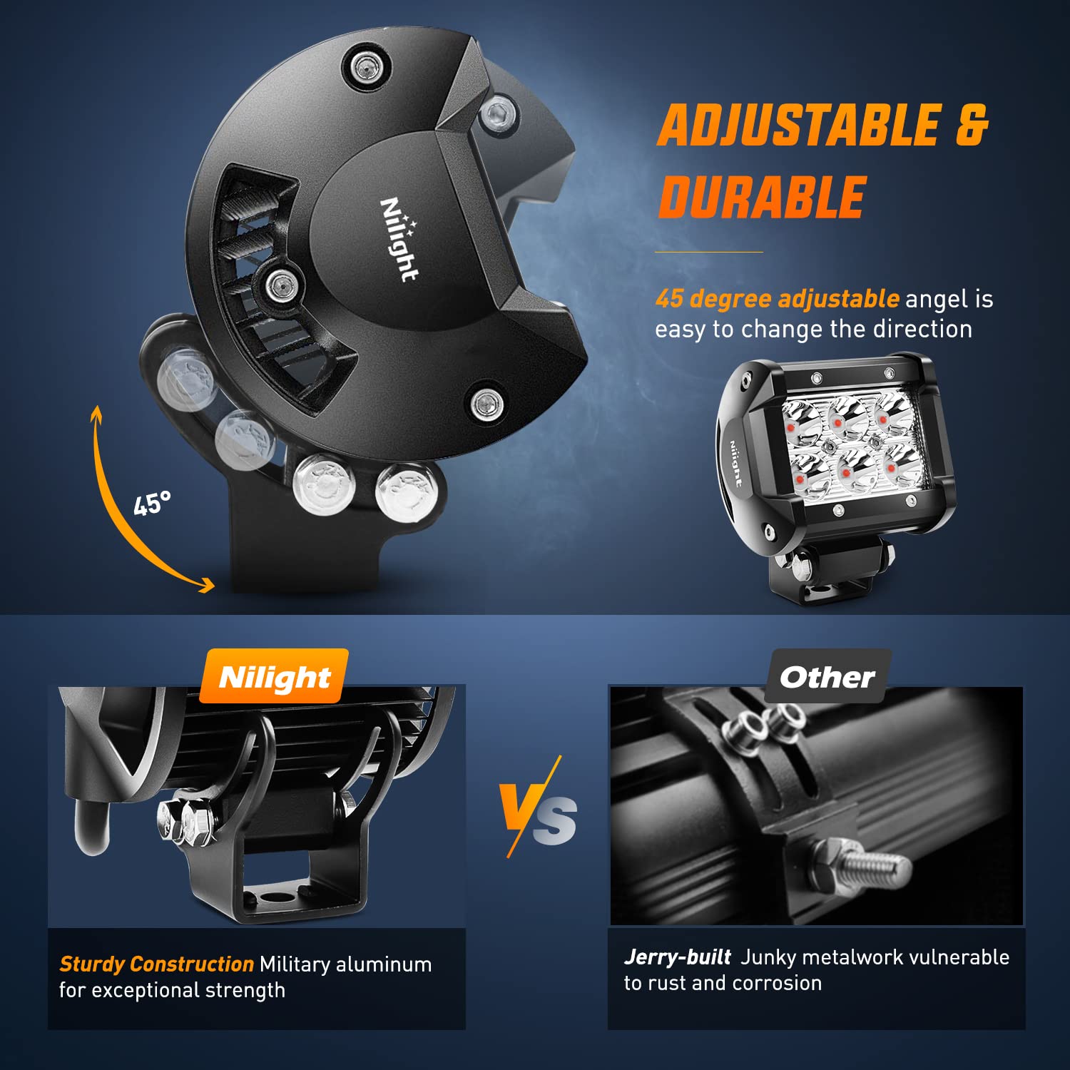 Nilight 4 Inch Red Led Light Pod Spot Driving Fog Light 2Pcs 18W Off Road Fishing Hunting Emergency Safety Signal Deck Trailer H