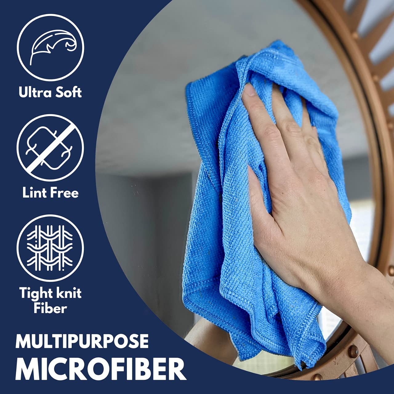 Usanooks Microfiber Cleaning Cloth - 6 Pcs 11.5''X11.5'' - High Performance - 1200 Washes, Ultra Absorbent Towels Weave Grime &
