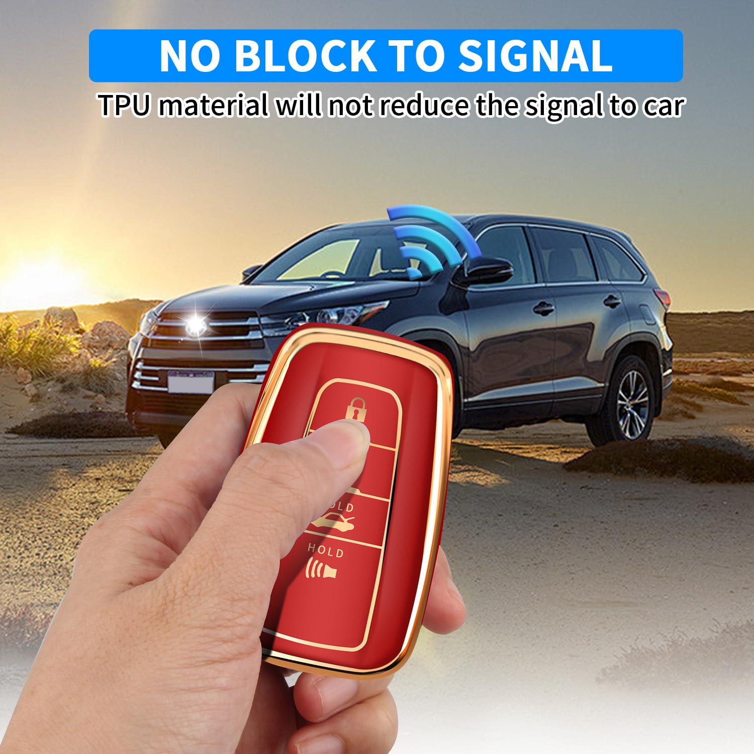 Qbuc For Toyota Key Fob Cover With Keychain Suitable For Highlander Rav4 Camry Avalon C-Hr Corolla Gt86 Premium Tpu Key Fob Case