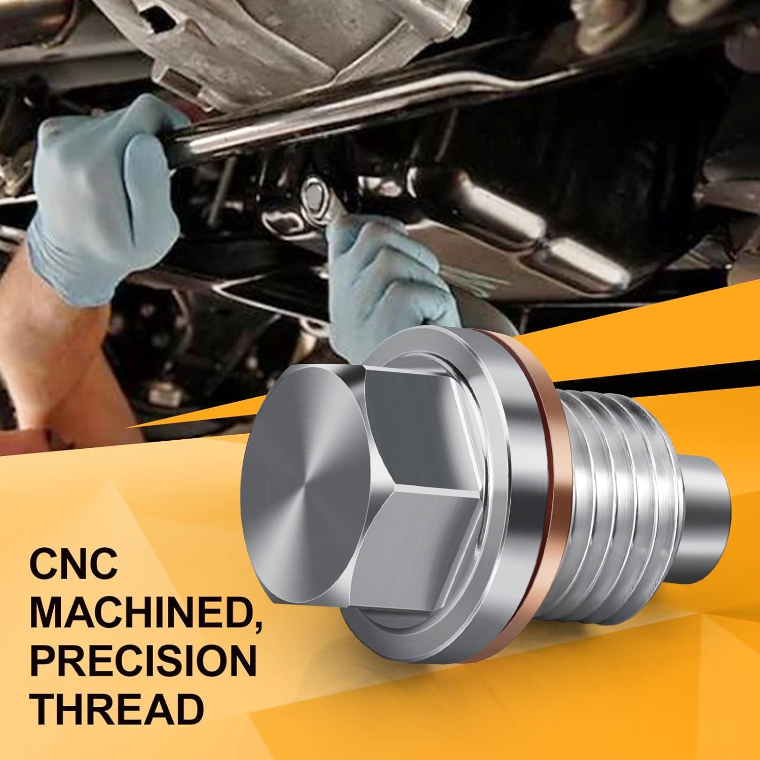 M12 X 1.5 Magnetic Oil Drain Plug With Copper Gasket Crush Washer Anti Leakage Seal Automotive Replacement Engine Oil Drain Plug