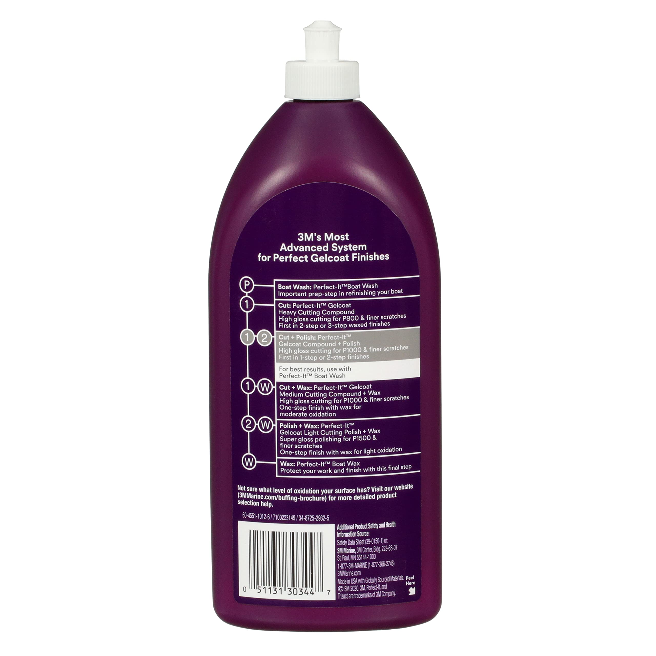 3M Perfect-It Gelcoat Compound + Polish 30344, 1 Qt (32 Fl Oz/946 Ml)