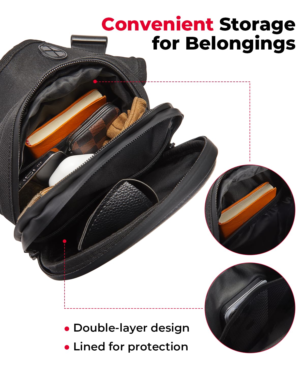 Kemimoto Motorcycle Tank Bag, Eva Hard Shell Thigh Bag Drop Leg Bag Magnetic Motorcycle Waist Bag For Men Women Cycling Hiking Running 12L Black