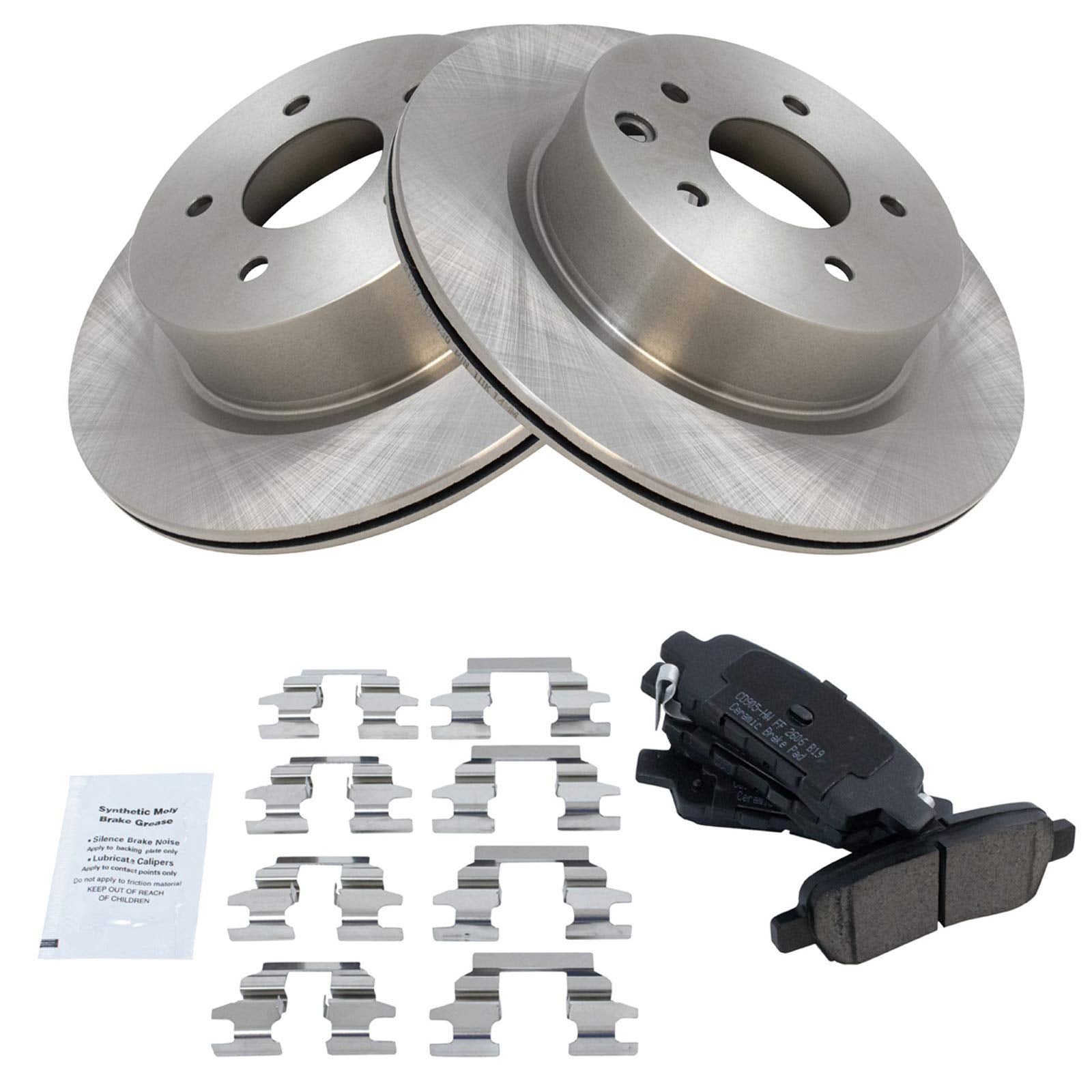 TRQ Brake Pad & Rotor Kit Set Rear Premium Posi Ceramic for Infiniti Nissan