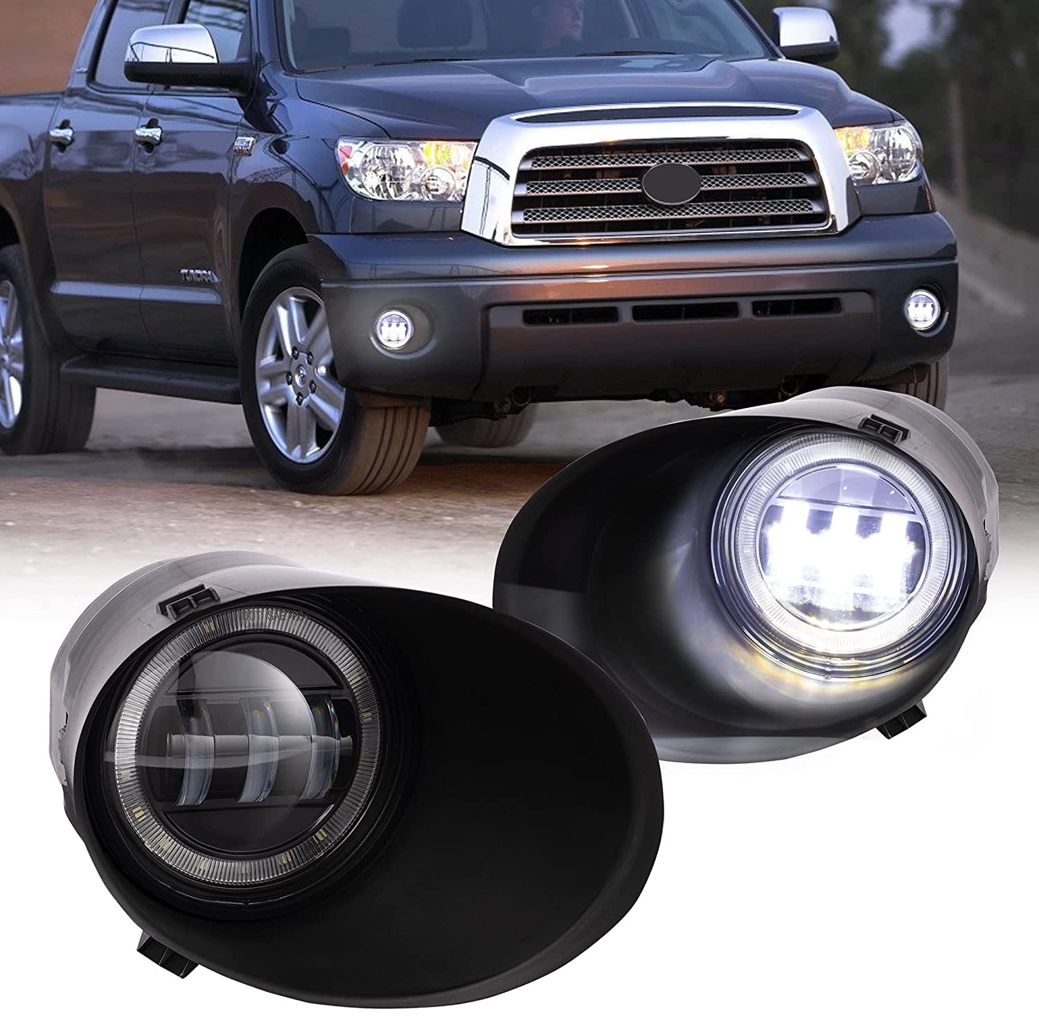 Drfg Led Fog Lights With Daytime Running Lights Compatible For Toyota Tundra 2007 2008 2009 2010 2011 2012 2013, Sequoia 2008-20