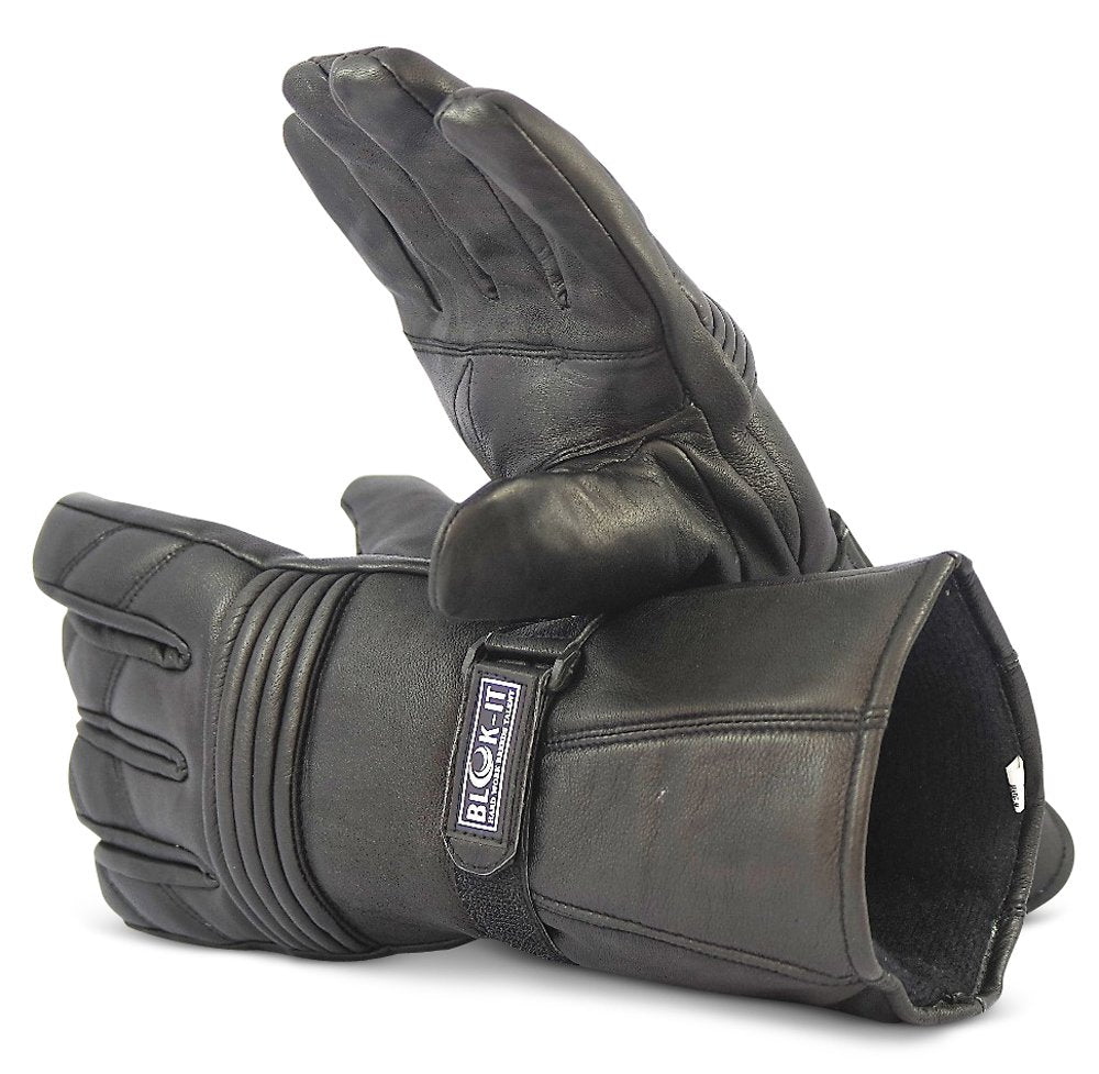 Blok-It Leather Motorcycle Gloves. Motorbike Gloves. Windproof & Waterproof Biker Gloves, Gauntlet Motorcycle Gloves For Men & Women. Ultra Durable Thinsulate Cold Weather Motorcycle Gloves (Small)